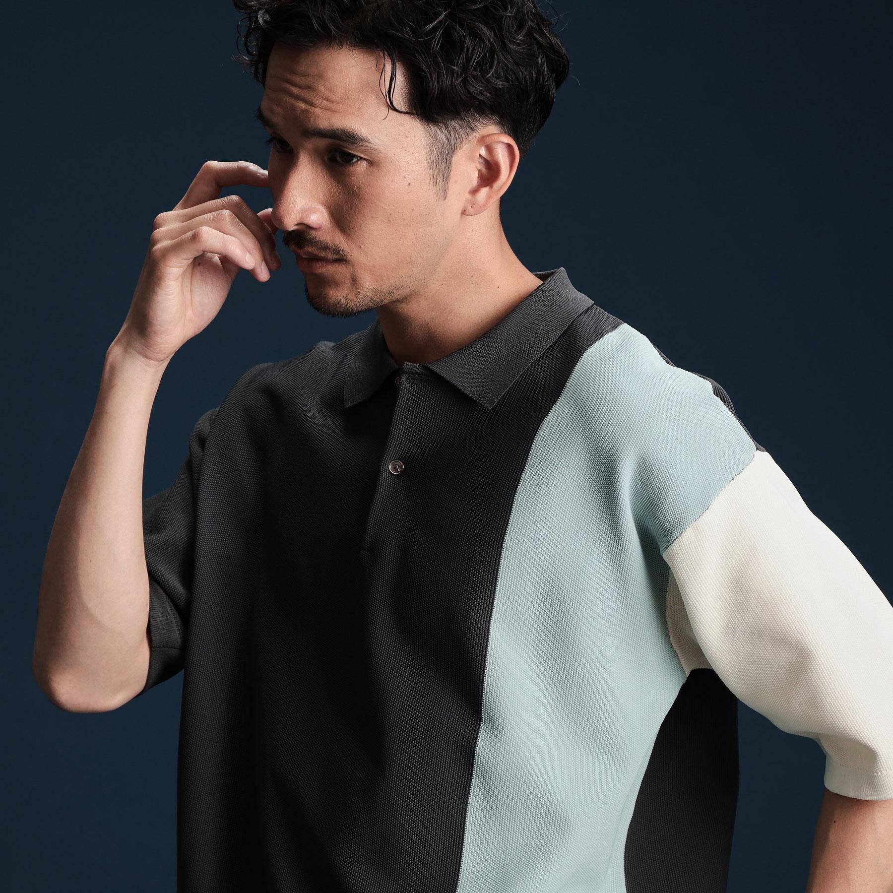 THE SHOP TK「パネルニットポロシャツ」|ポロシャツ|