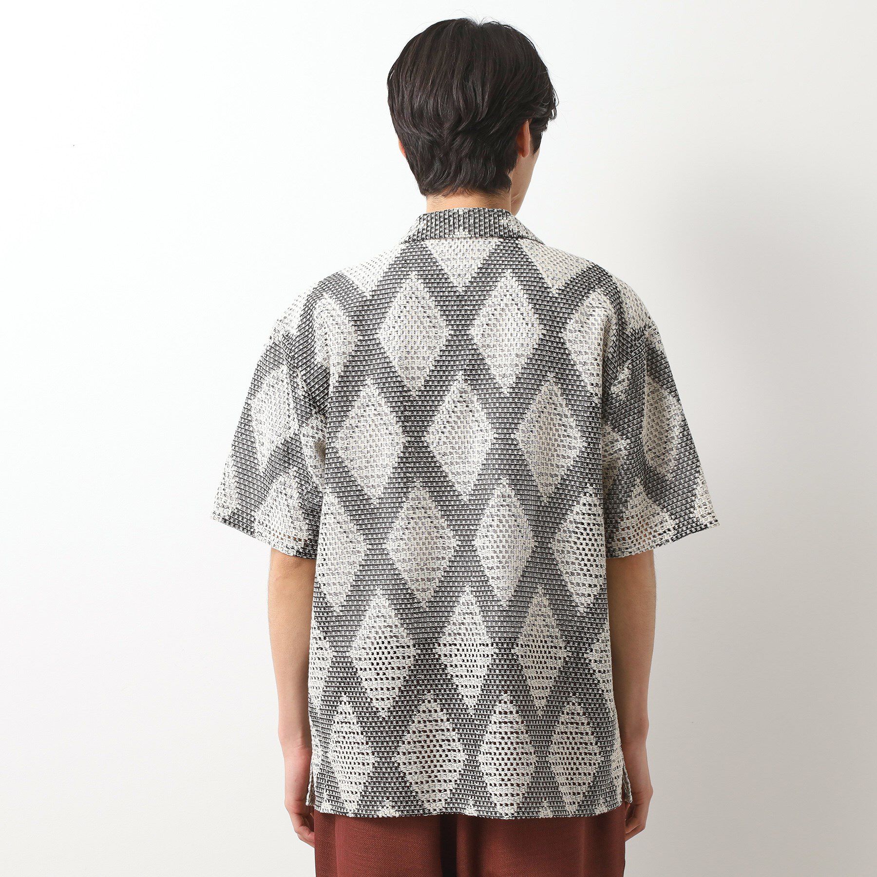 THE SHOP TK「ダイヤ柄プリント半袖シャツ【洗濯機OK/オーバーサイズ】」|シャツ・ブラウス|