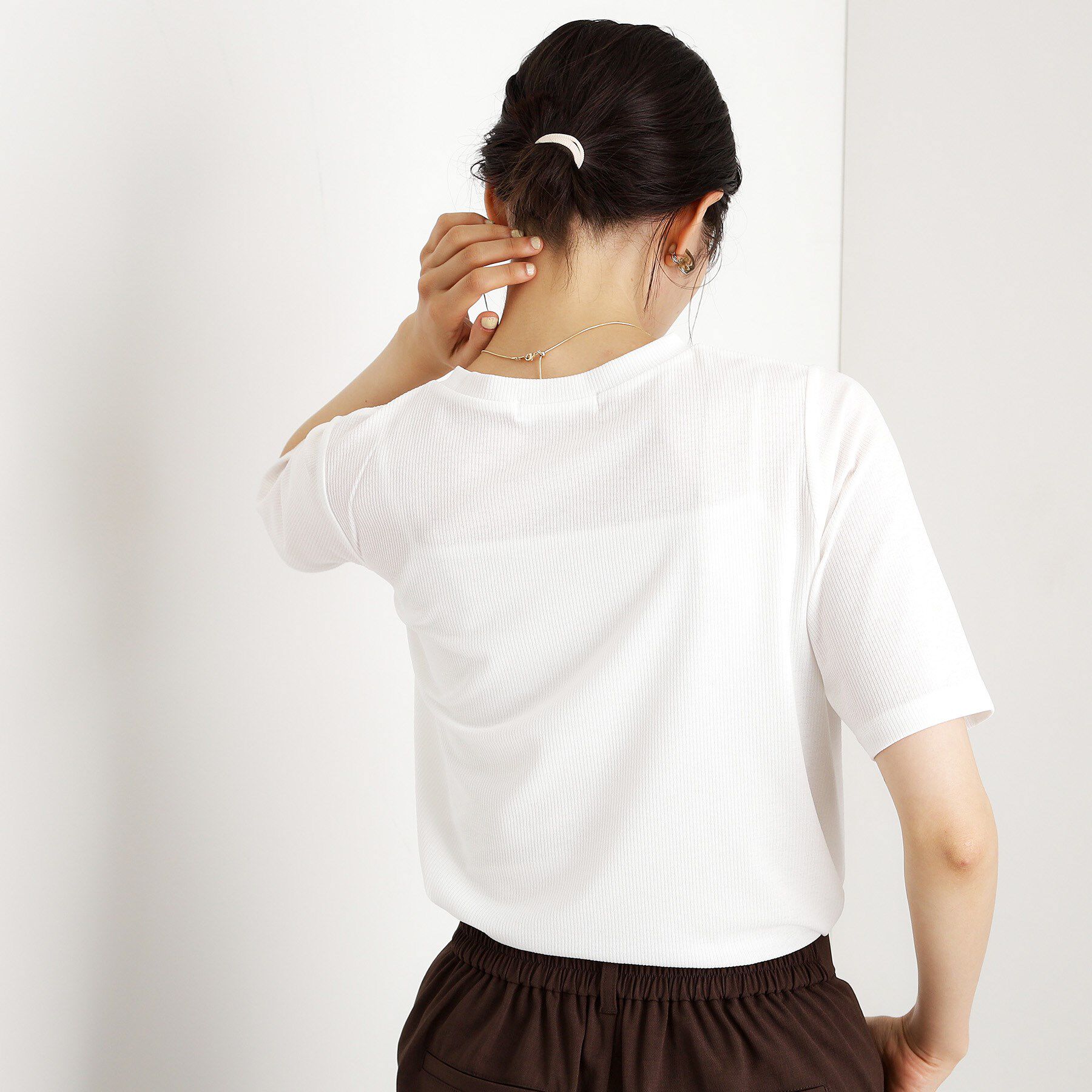 THE SHOP TK「5分袖シアーTシャツ【二の腕カバー/洗濯機OK】」|Tシャツ・カットソー|