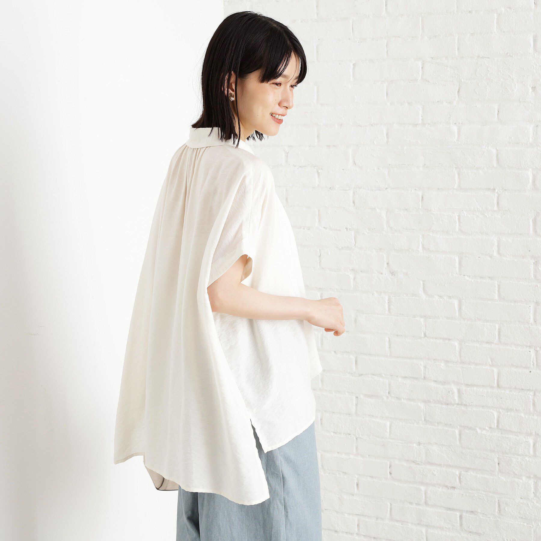 THE SHOP TK「ギャザーボリュームシャツ【洗濯機OK】」|シャツ・ブラウス|