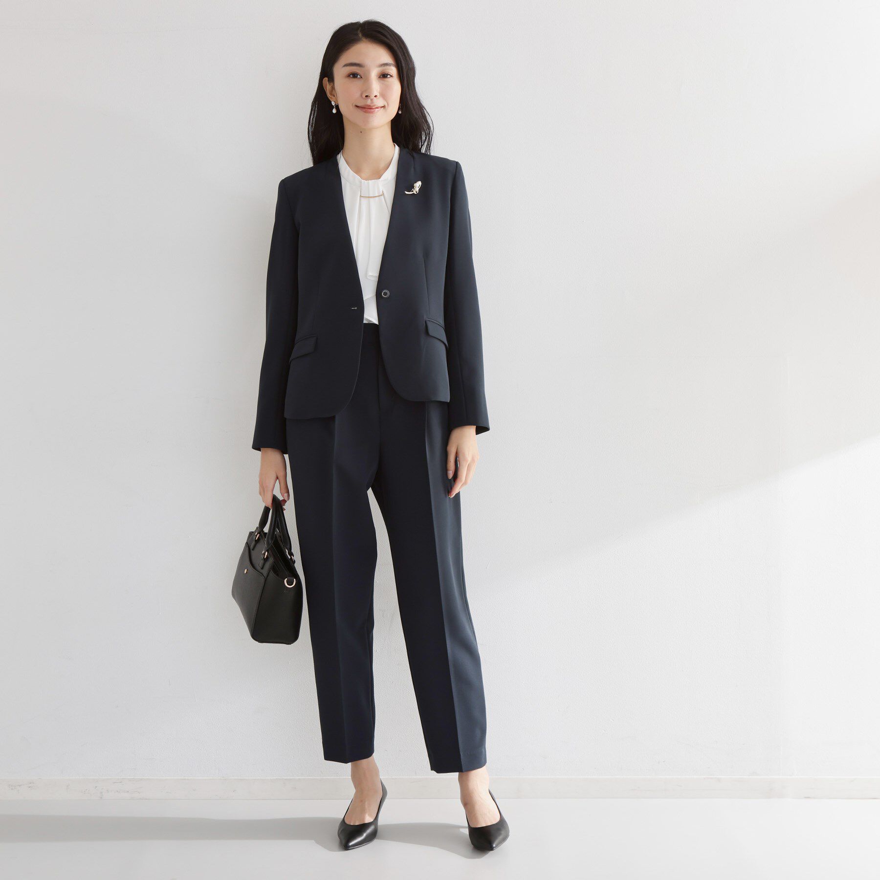 THE SHOP TK「【通勤・セレモニー】ダブルクロス ノーカラージャケット/セットアップ可」|ノーカラージャケット|