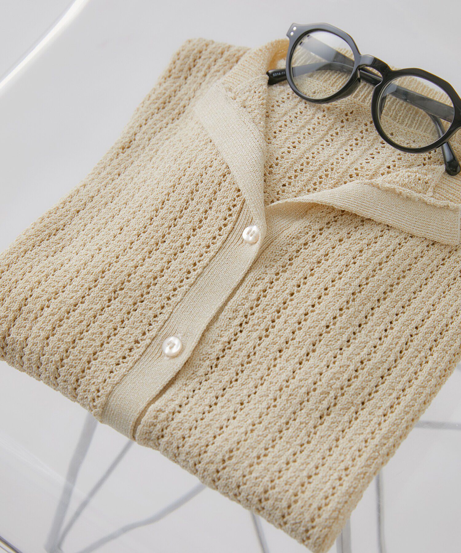  「カイキン柄編みニット」|ニット・セーター|ベージュ