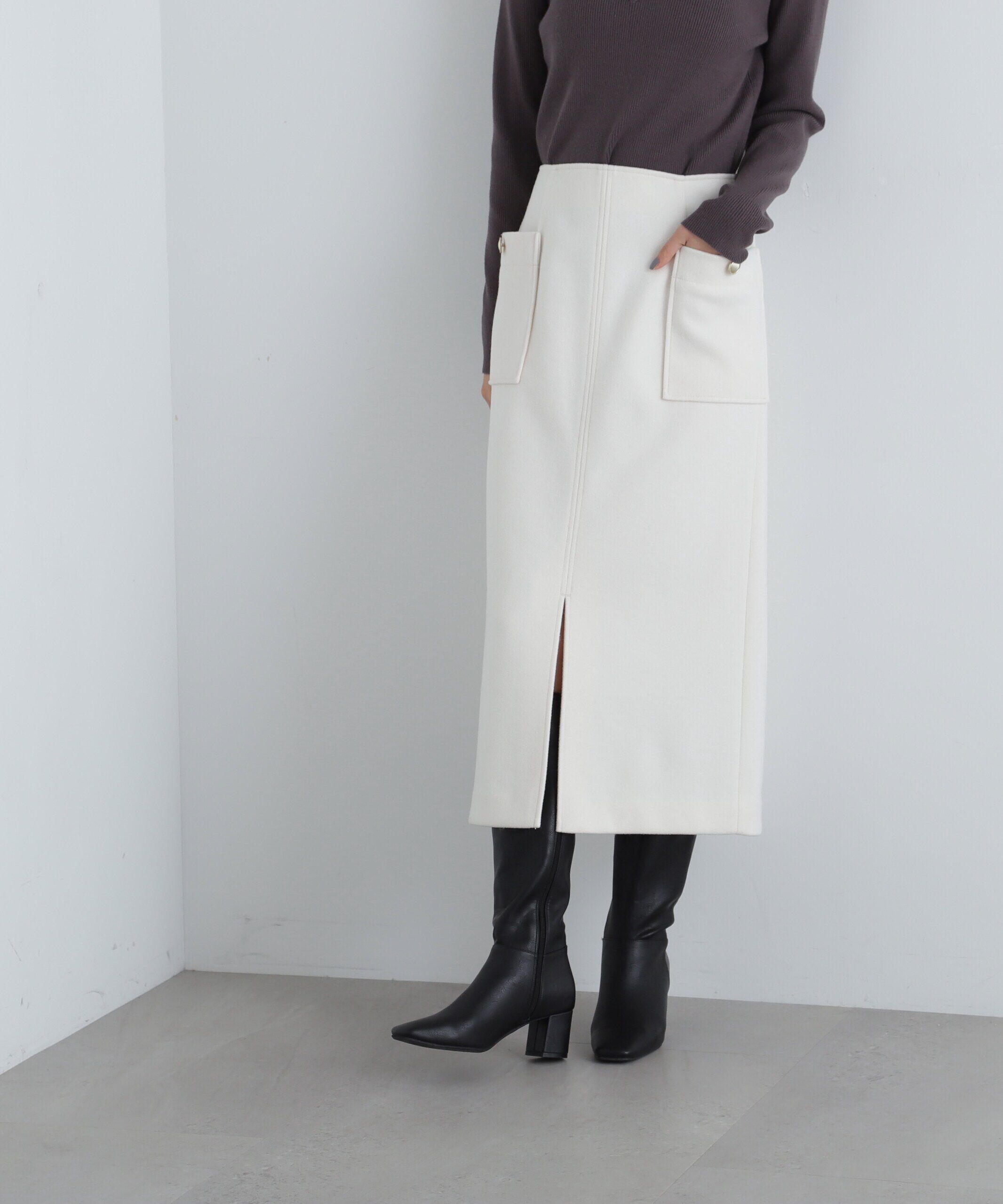  「起毛ポケットストレートスカート」|スカート|