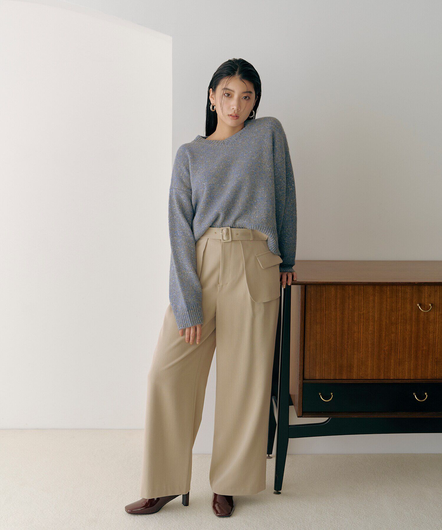  「アウトポケットレイヤーパンツ」|その他|ベージュ