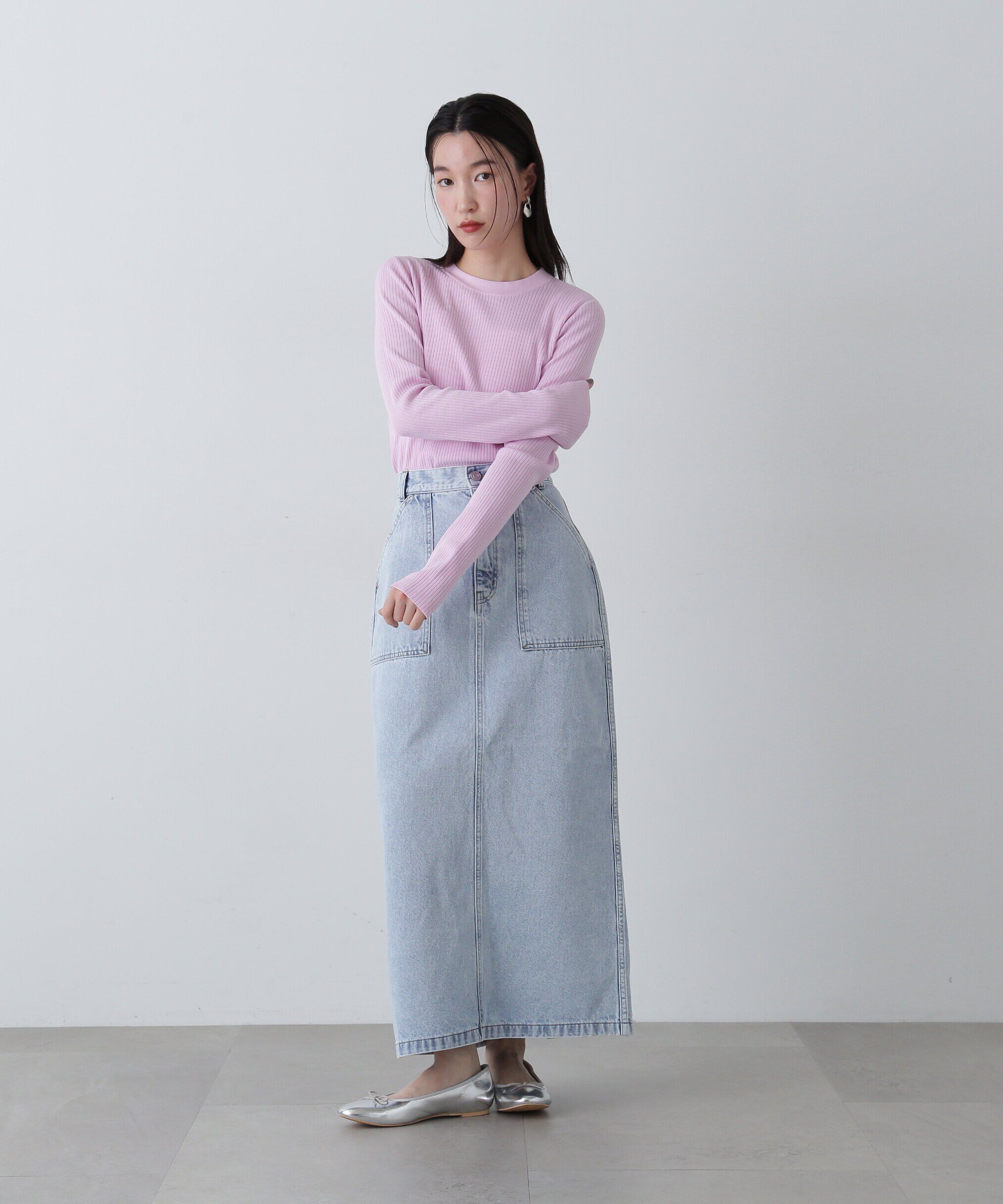  「ポケットデニムロングスカート」|スカート|