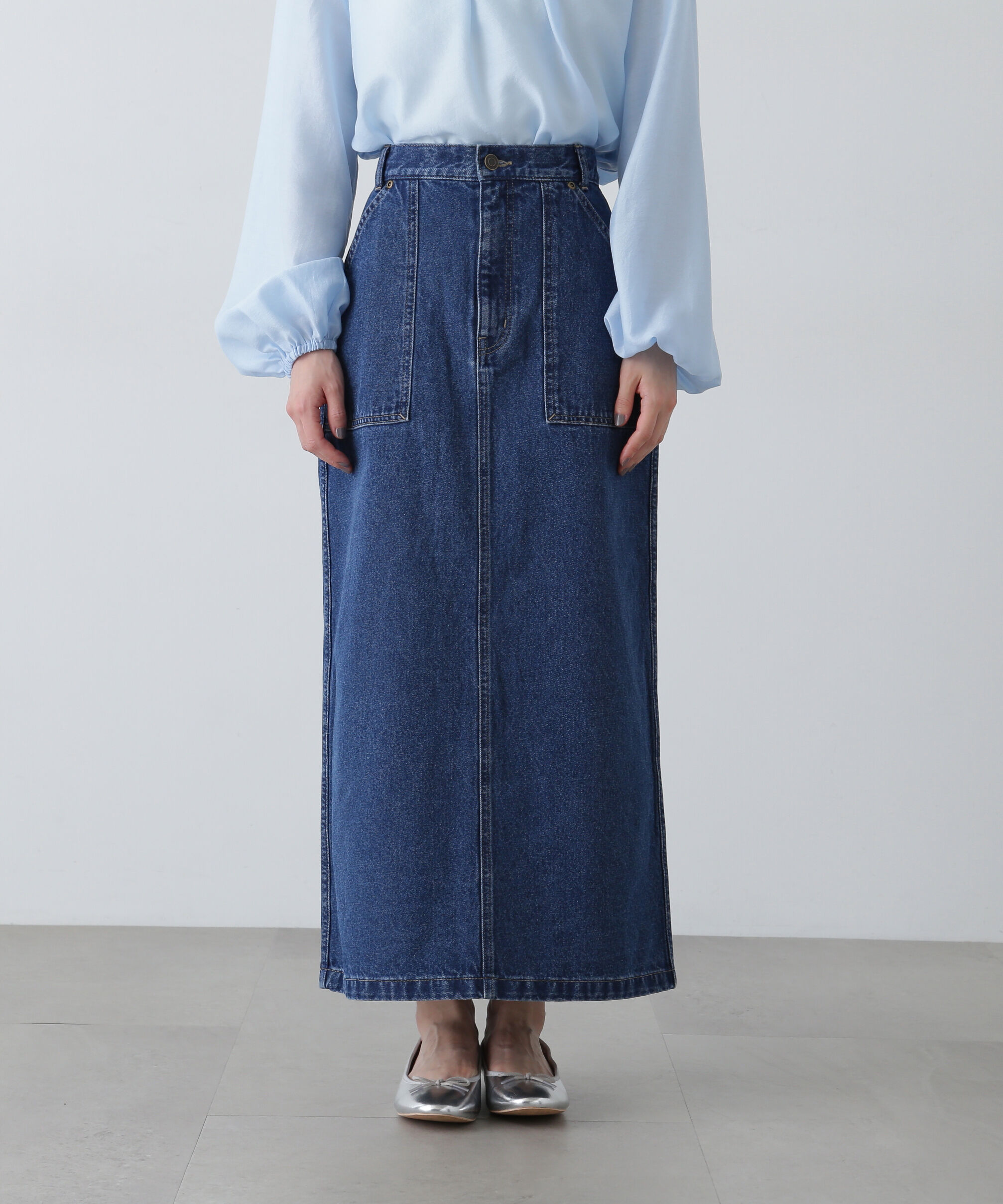  「ポケットデニムロングスカート」|スカート|