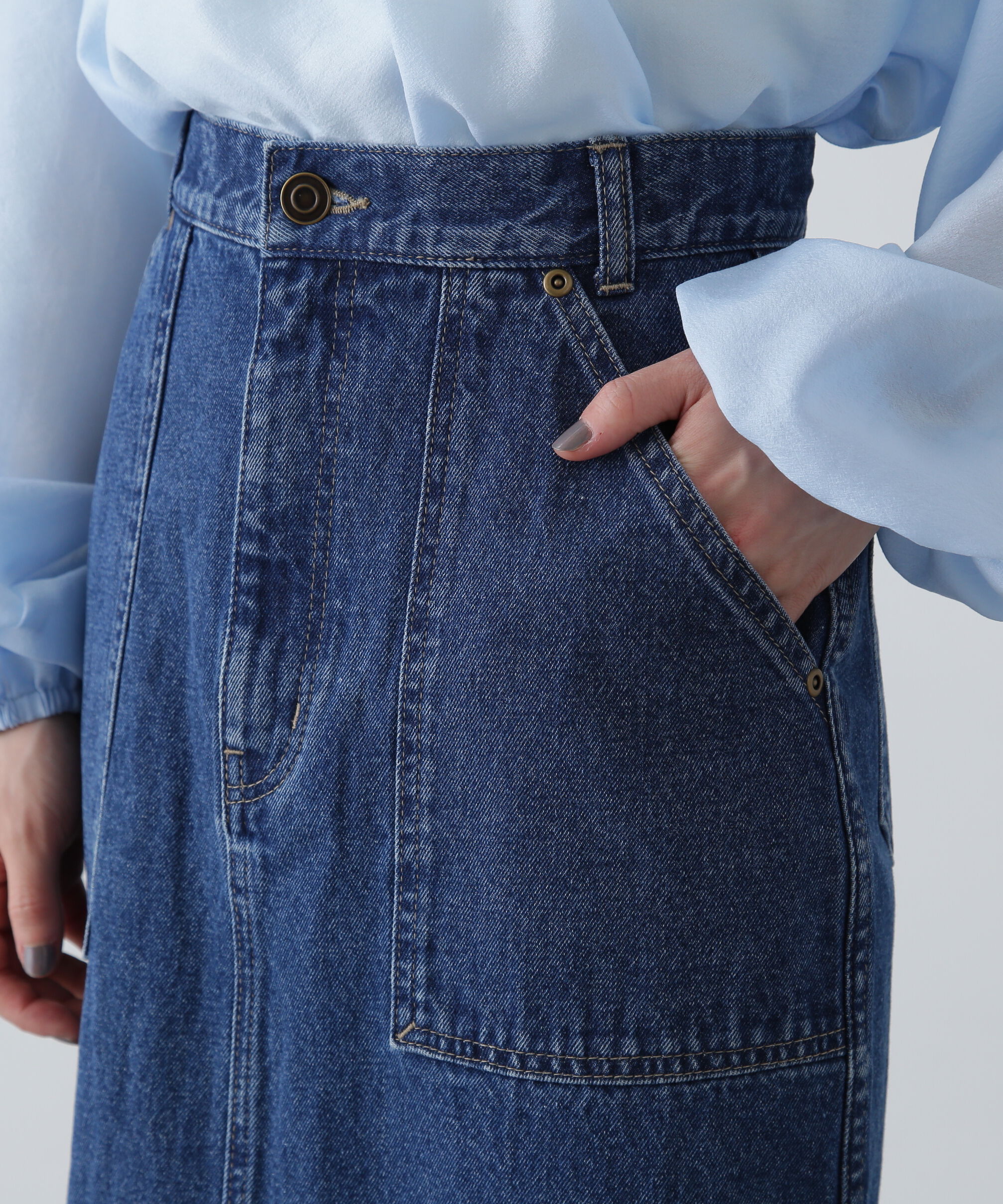  「ポケットデニムロングスカート」|スカート|