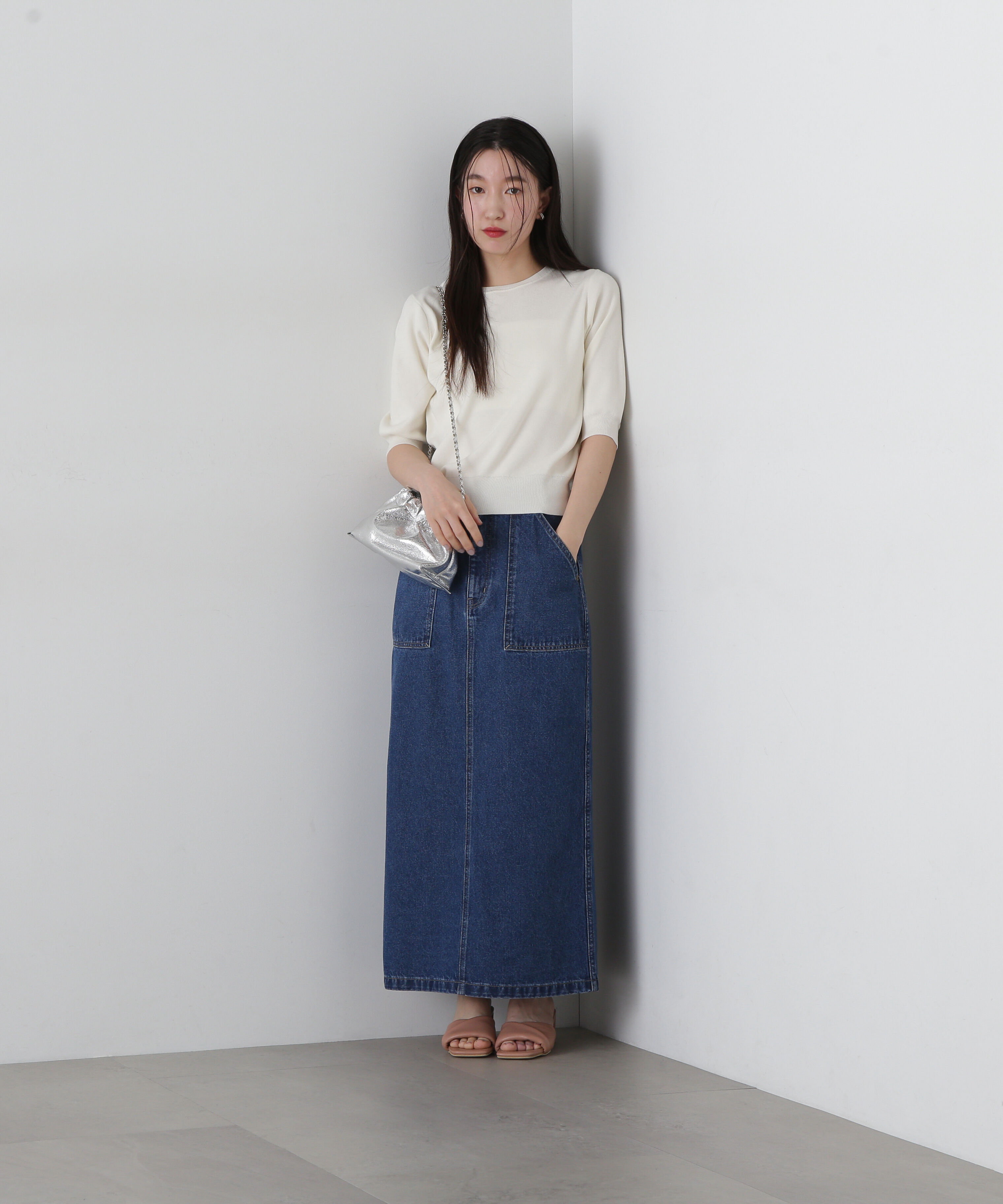  「ポケットデニムロングスカート」|スカート|