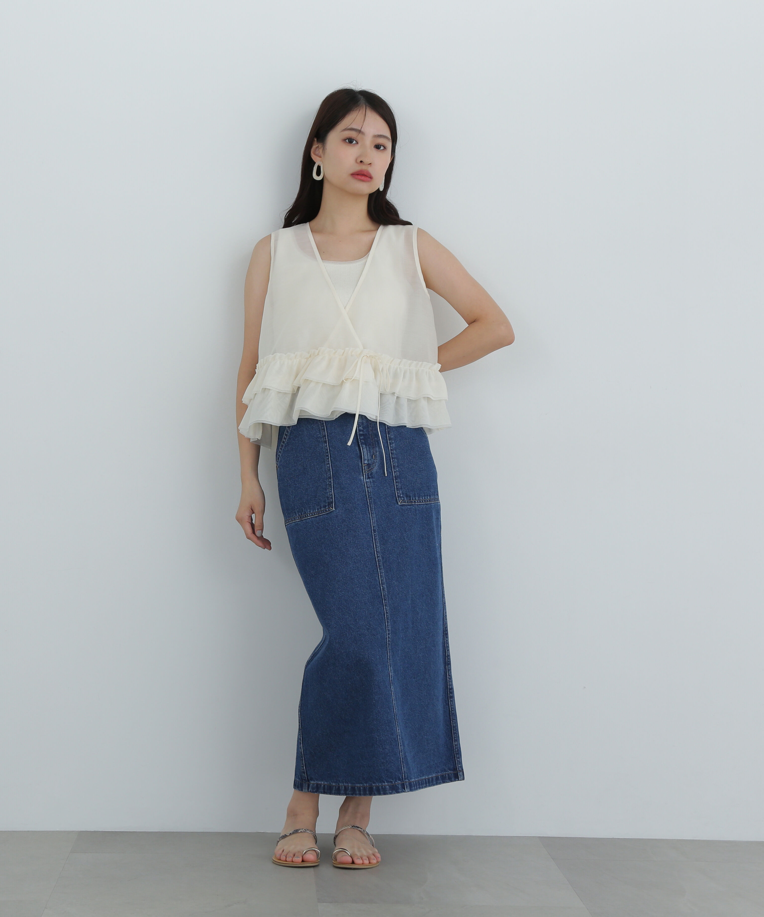  「ポケットデニムロングスカート」|スカート|