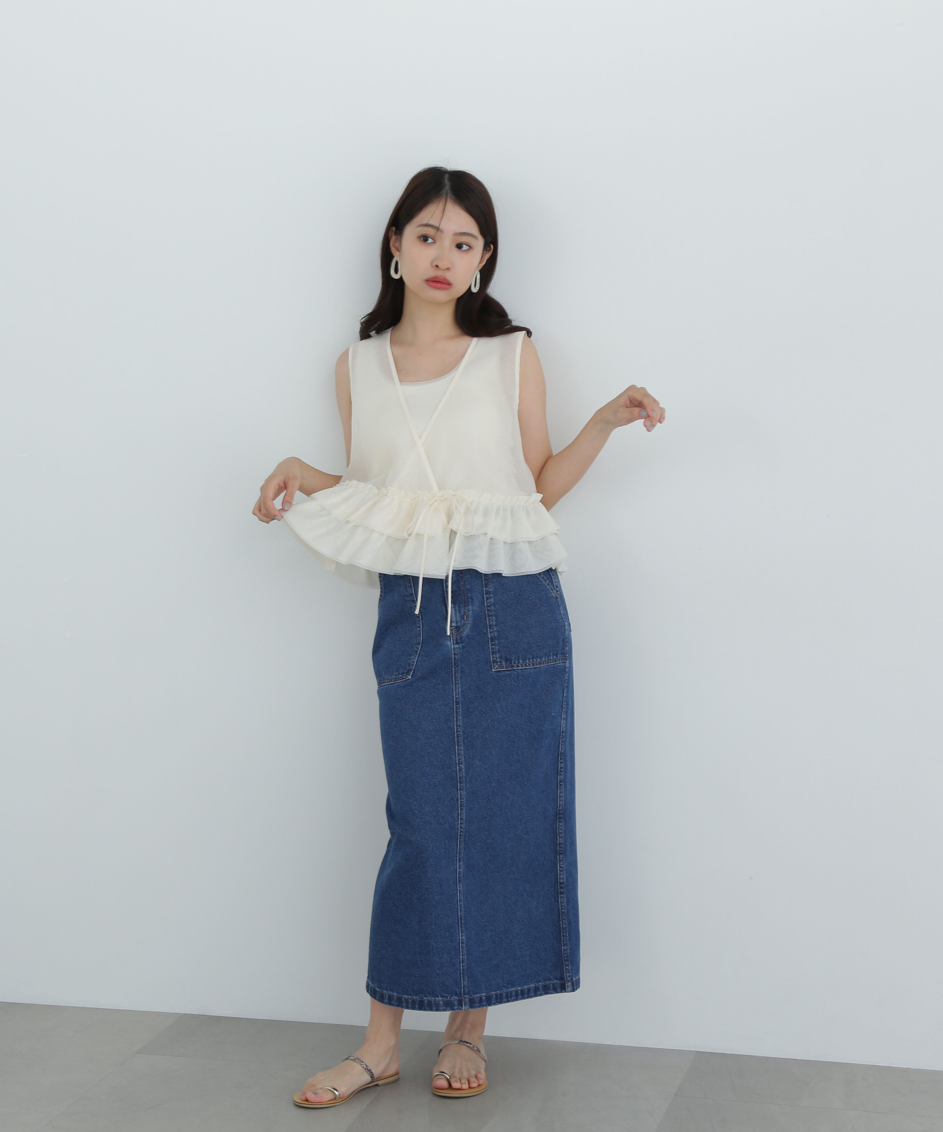  「ポケットデニムロングスカート」|スカート|