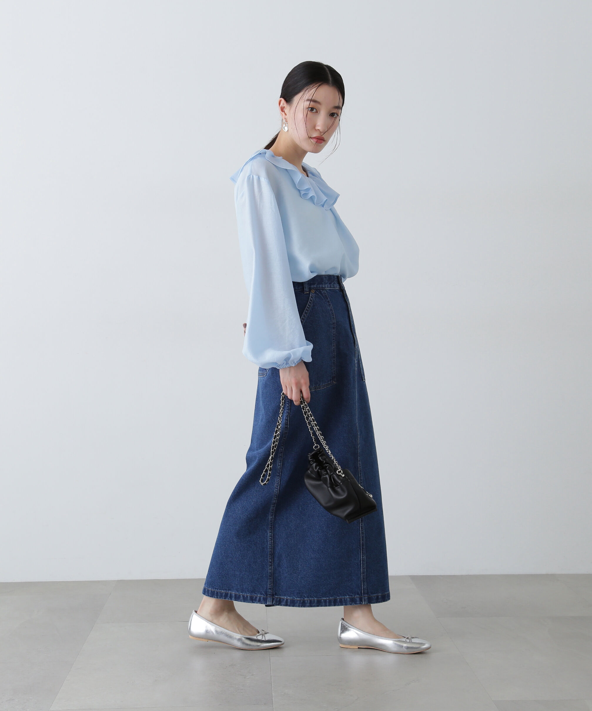  「ポケットデニムロングスカート」|スカート|