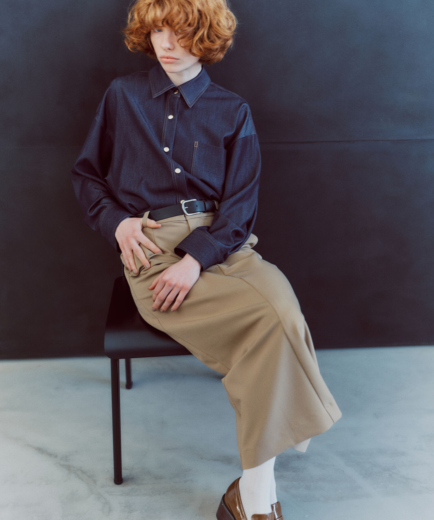  「ツイルマキシスカート」|スカート|ベージュ