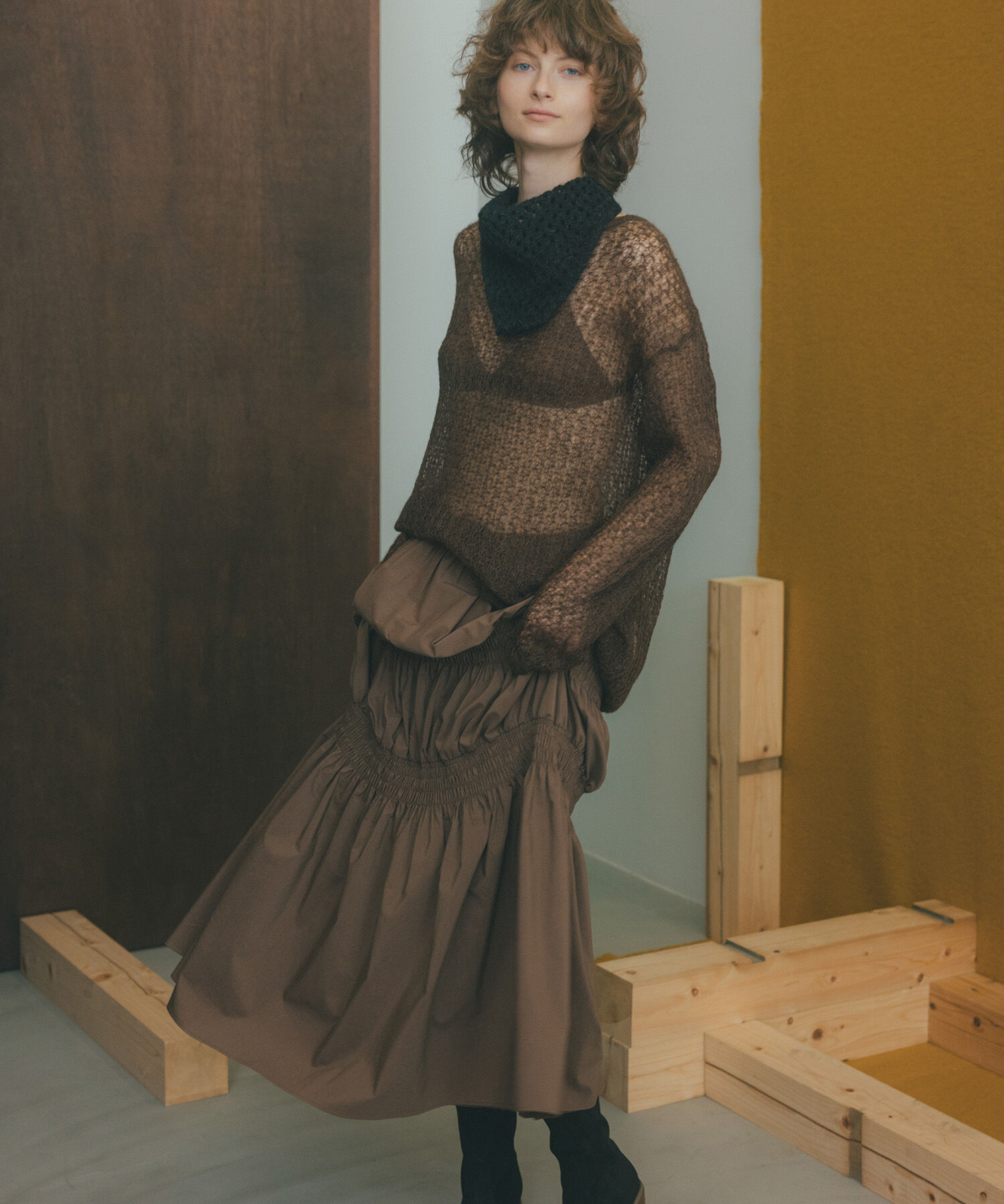  「モヘヤブレンドオーバーニット」|ニット・セーター|ブラウン