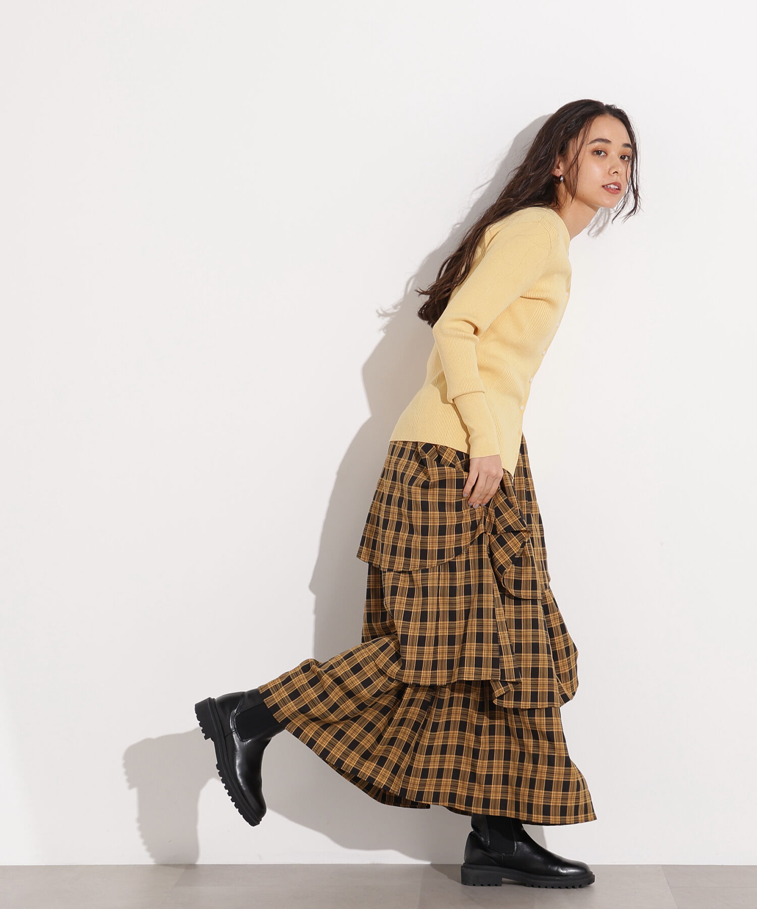  「ランダムティアードチェックスカート」|スカート|