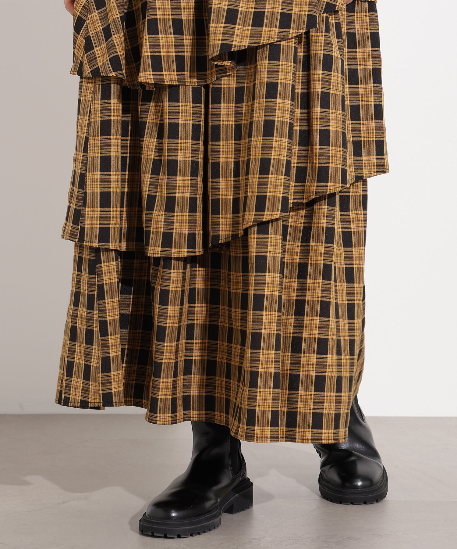  「ランダムティアードチェックスカート」|スカート|