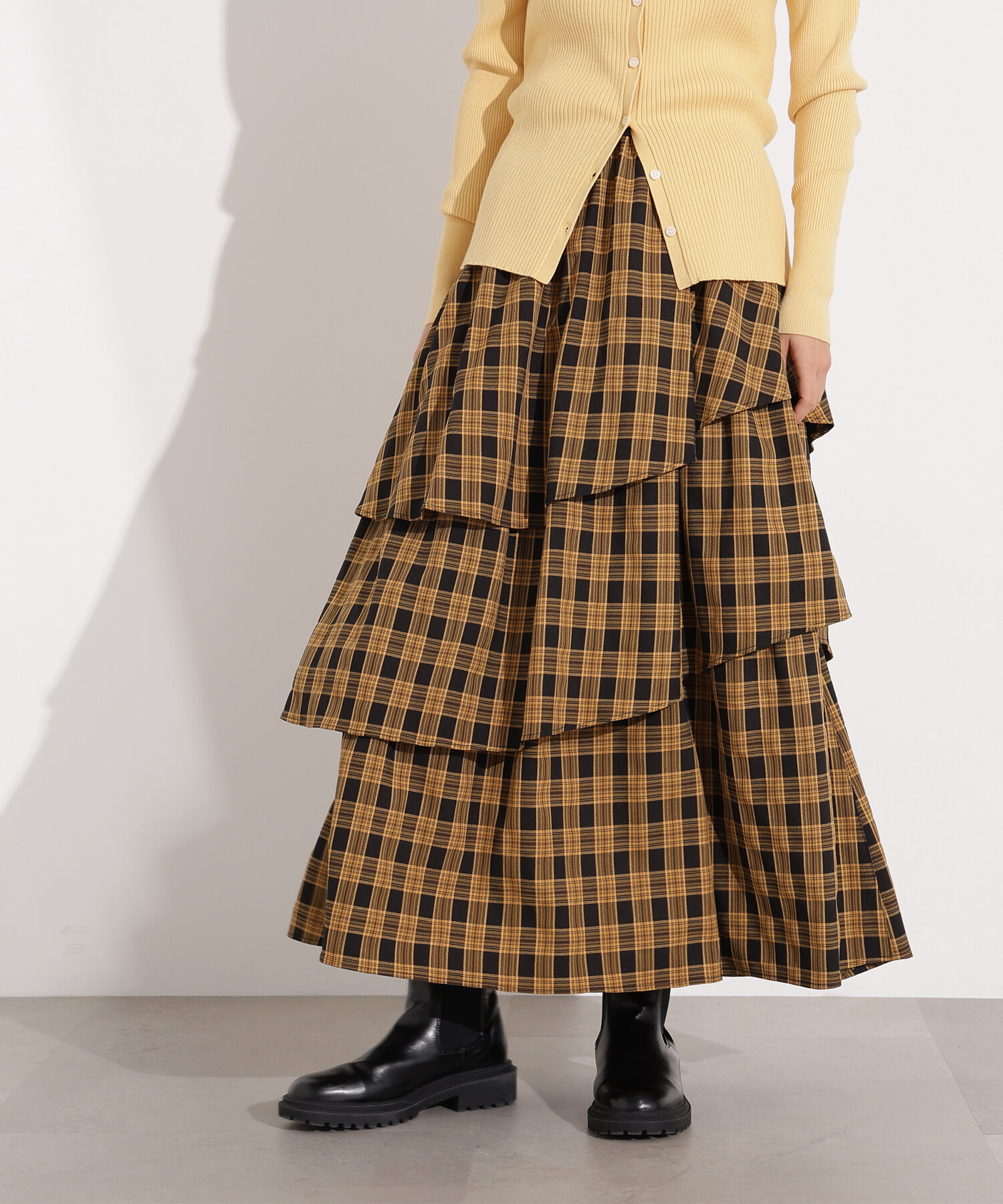  「ランダムティアードチェックスカート」|スカート|