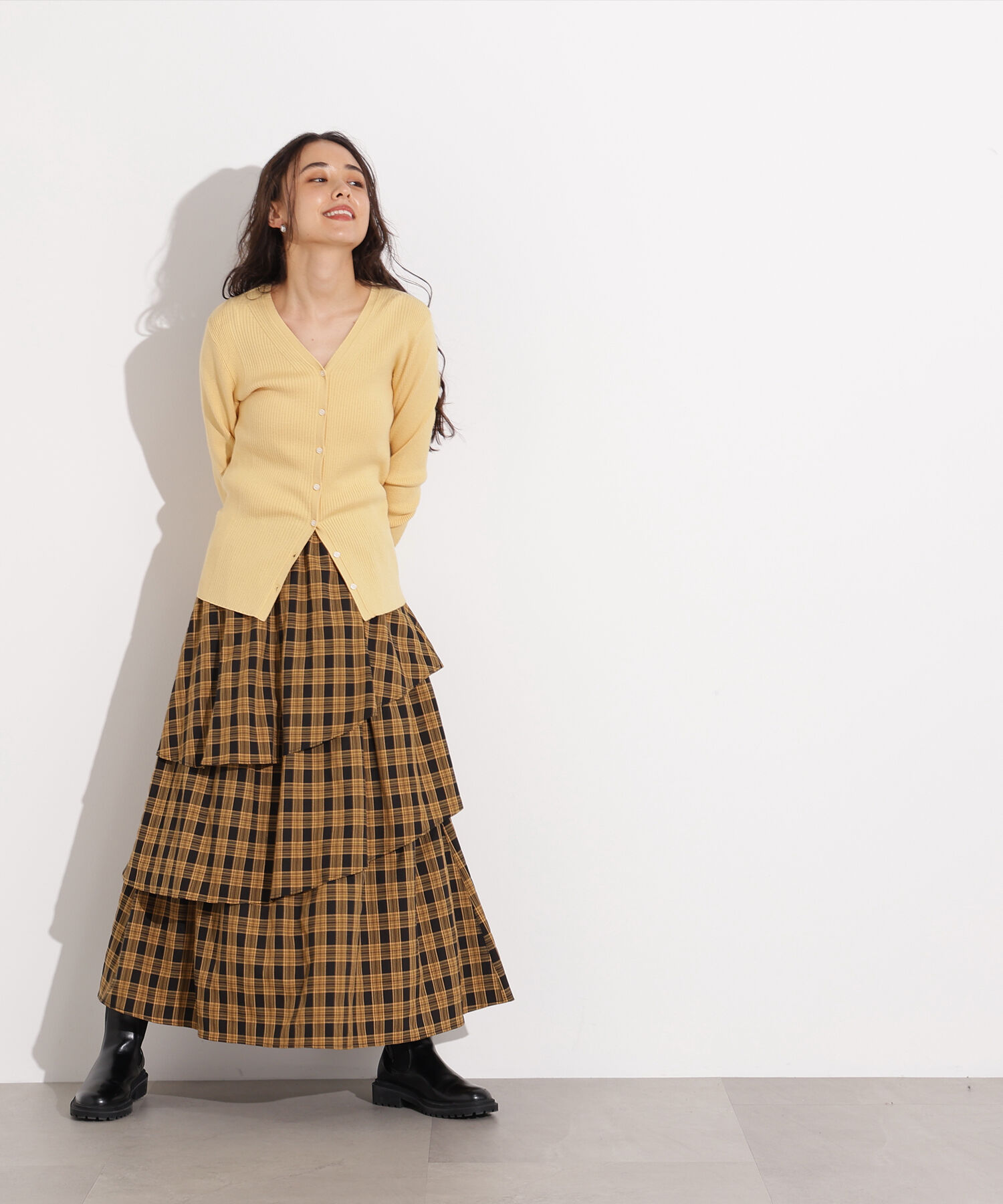  「ランダムティアードチェックスカート」|スカート|