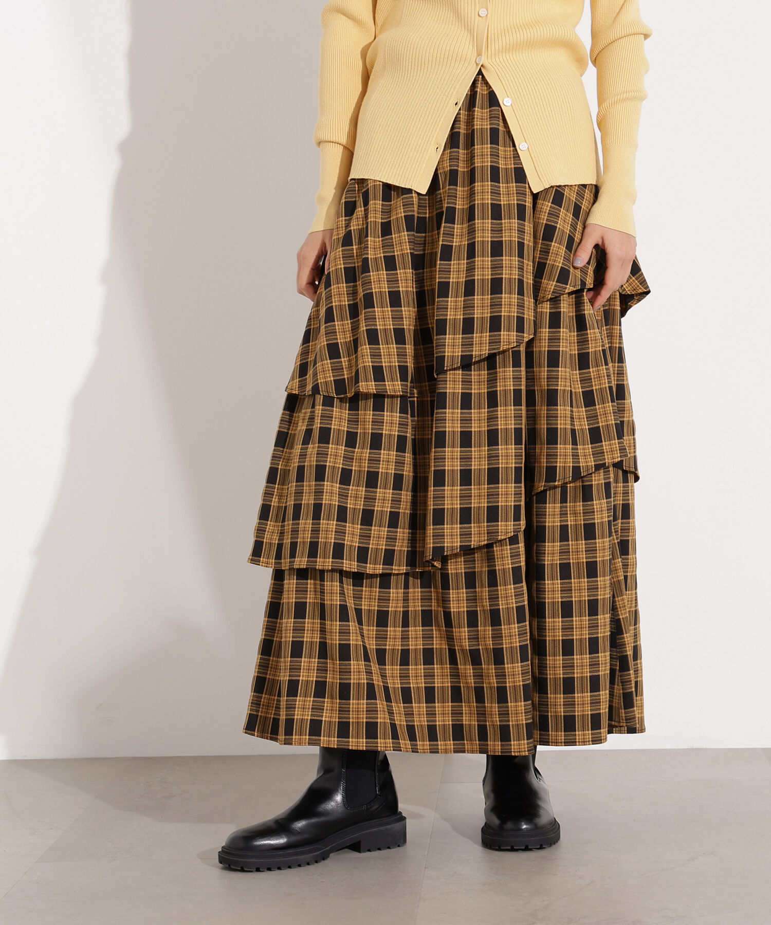  「ランダムティアードチェックスカート」|スカート|
