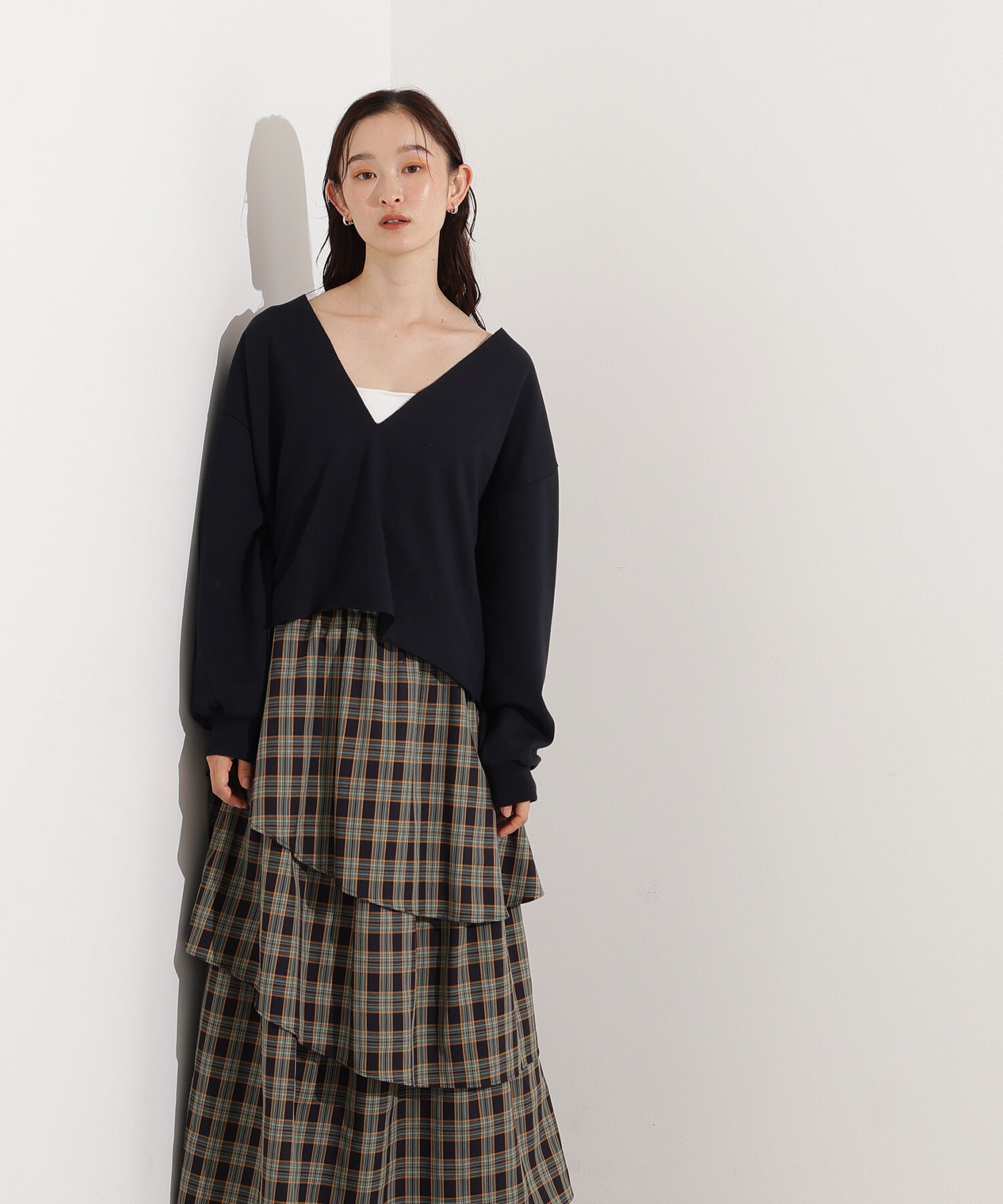 「ランダムティアードチェックスカート」|スカート|