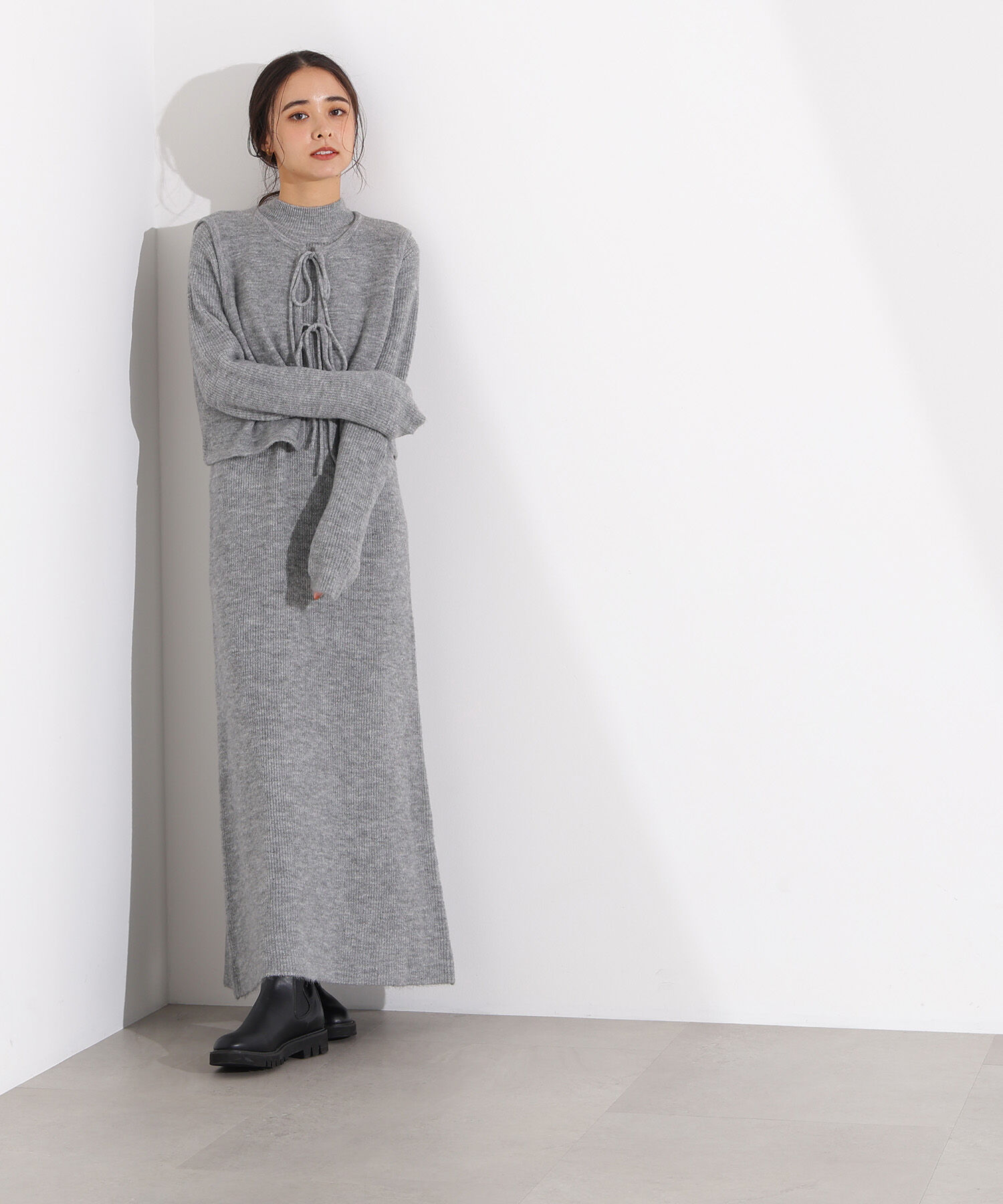  「リボンニットアンサンブルワンピース」|スカート|