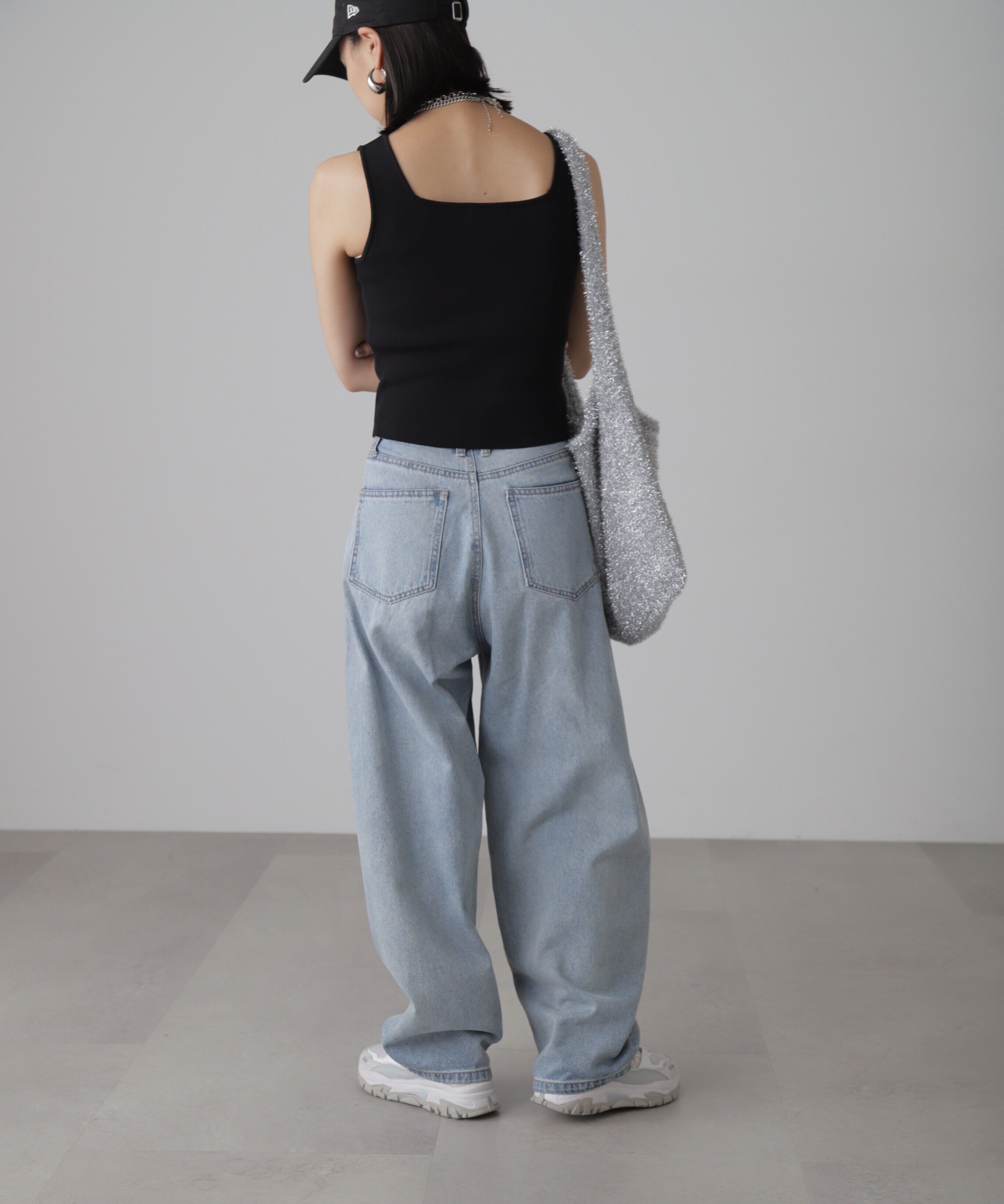  「［洗える］マシンウォッシャブル総針スクエアネックタンクニット」|ニット・セーター|