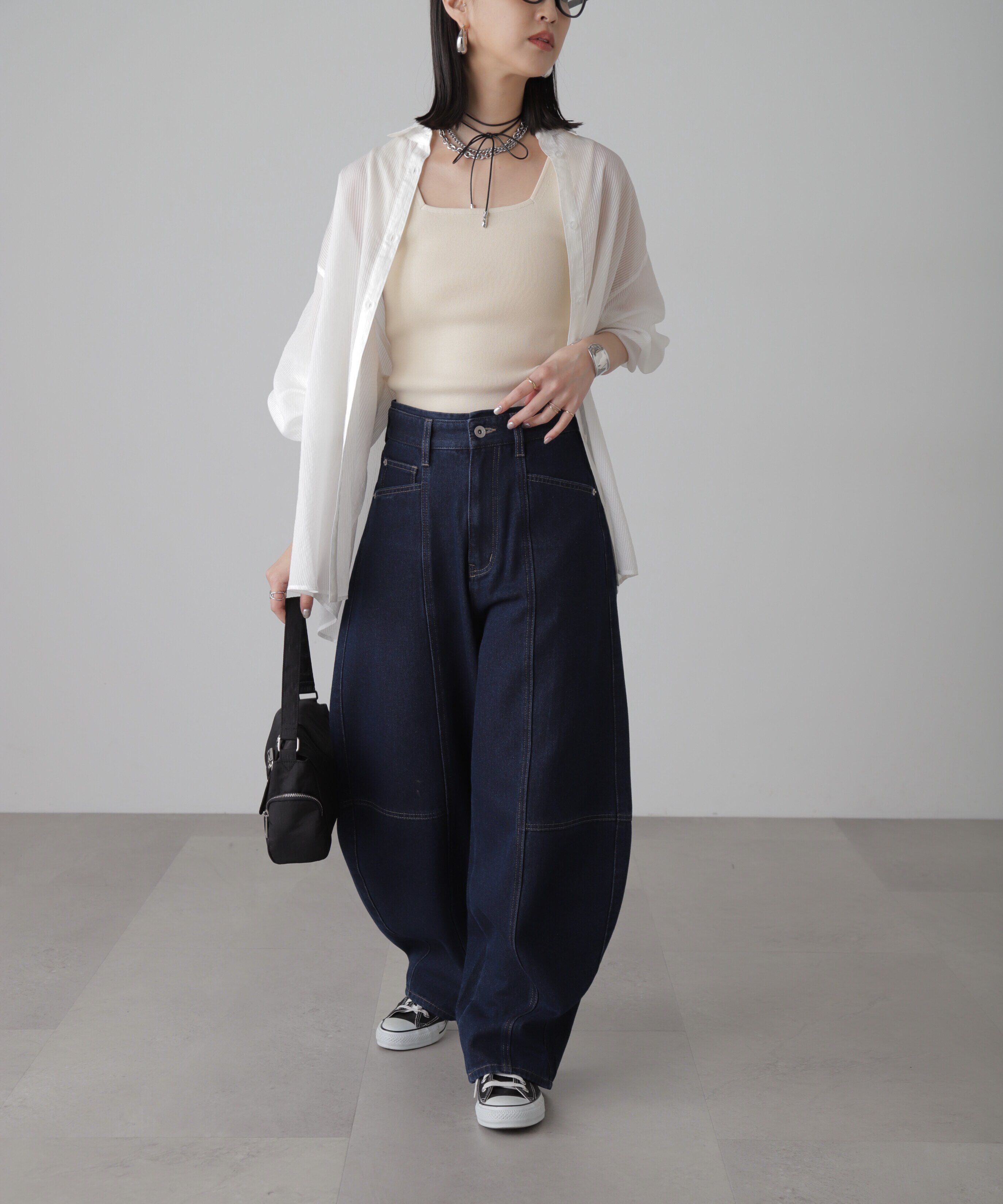  「［洗える］マシンウォッシャブル総針スクエアネックタンクニット」|ニット・セーター|