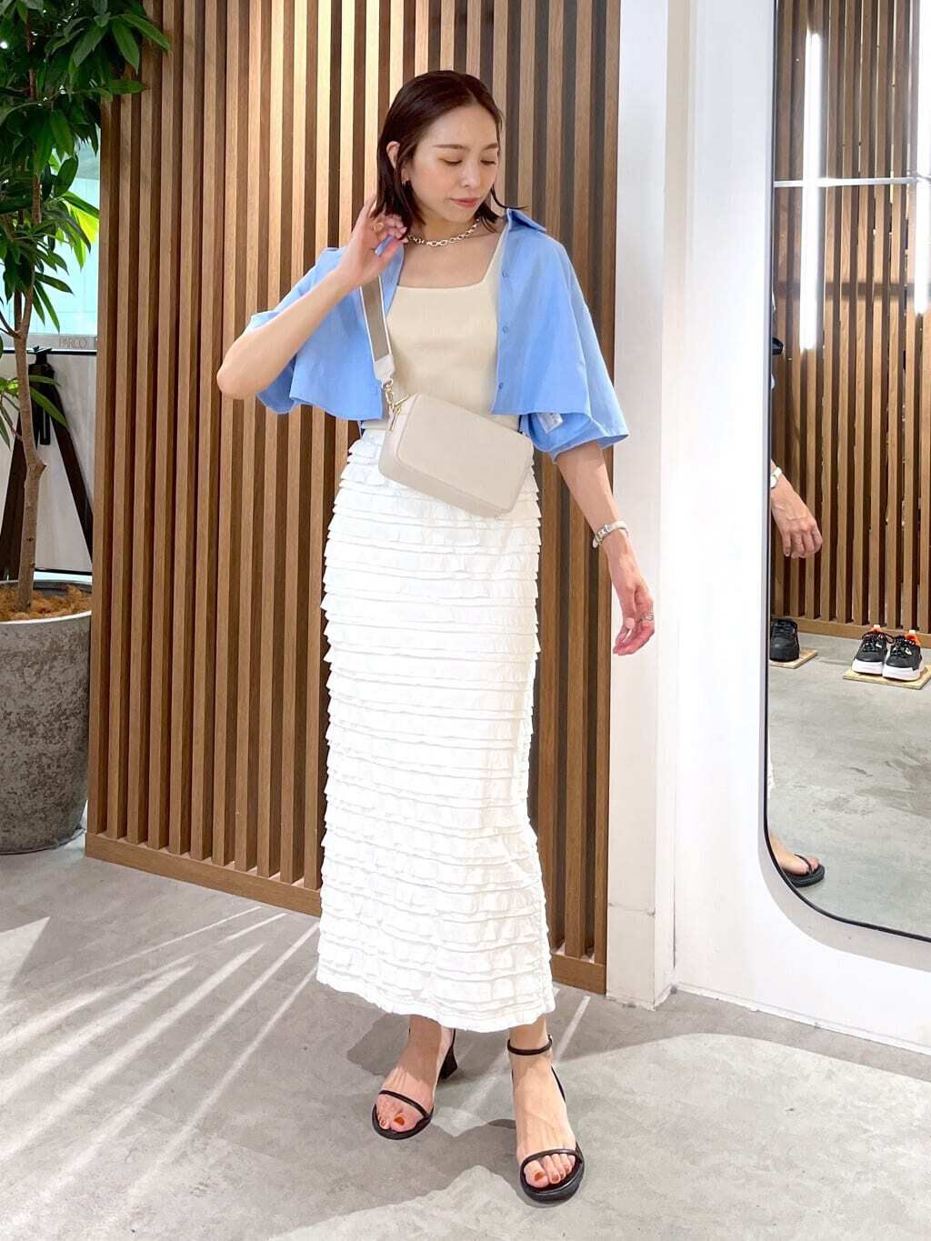  「［洗える］マシンウォッシャブル総針スクエアネックタンクニット」|ニット・セーター|