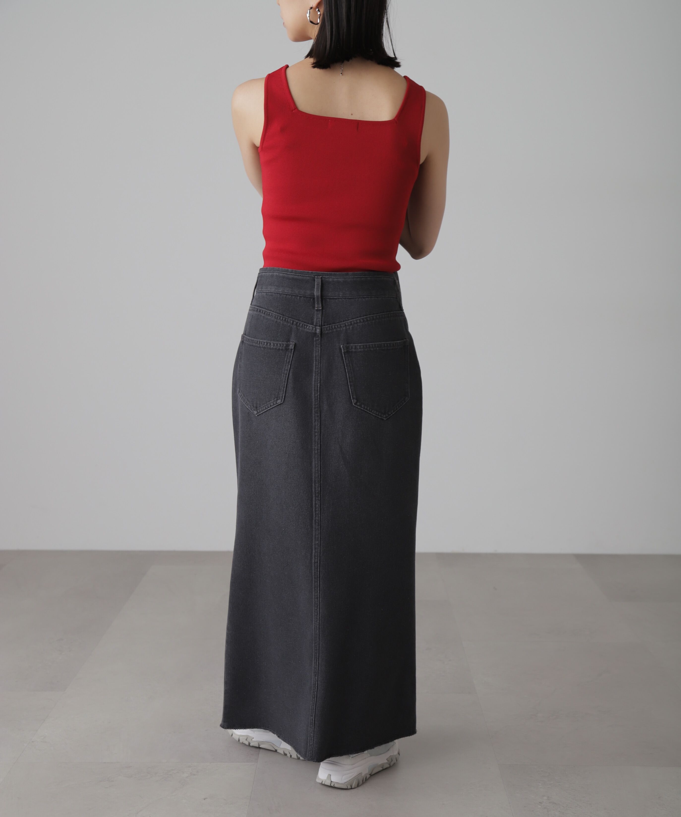  「［洗える］マシンウォッシャブル総針スクエアネックタンクニット」|ニット・セーター|