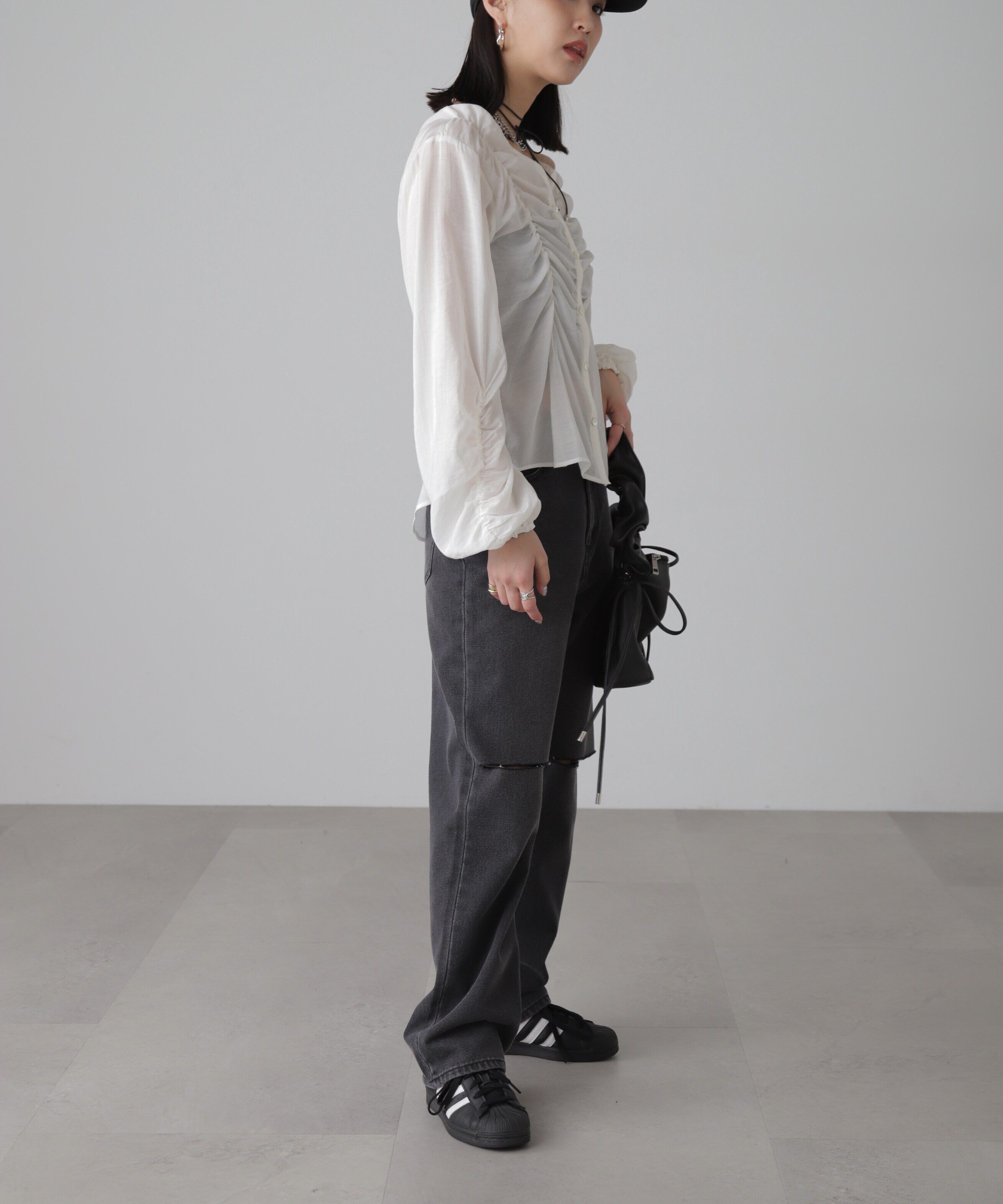  「Vネックシャーリングブラウス」|シャツ・ブラウス|