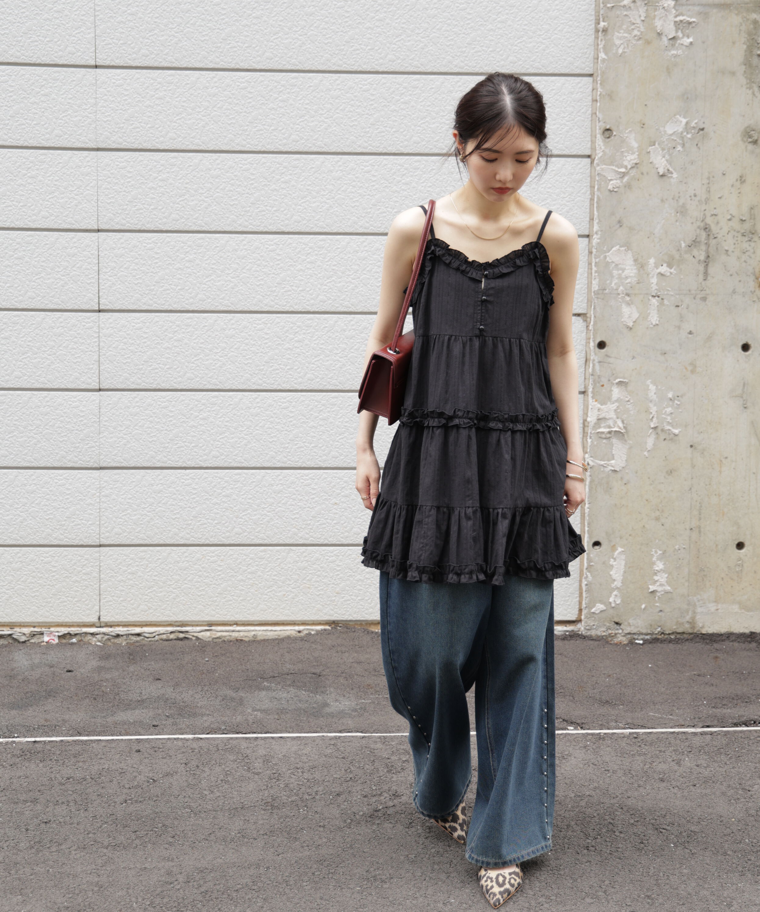  「コットンティアードキャミミニワンピース」|ワンピース|