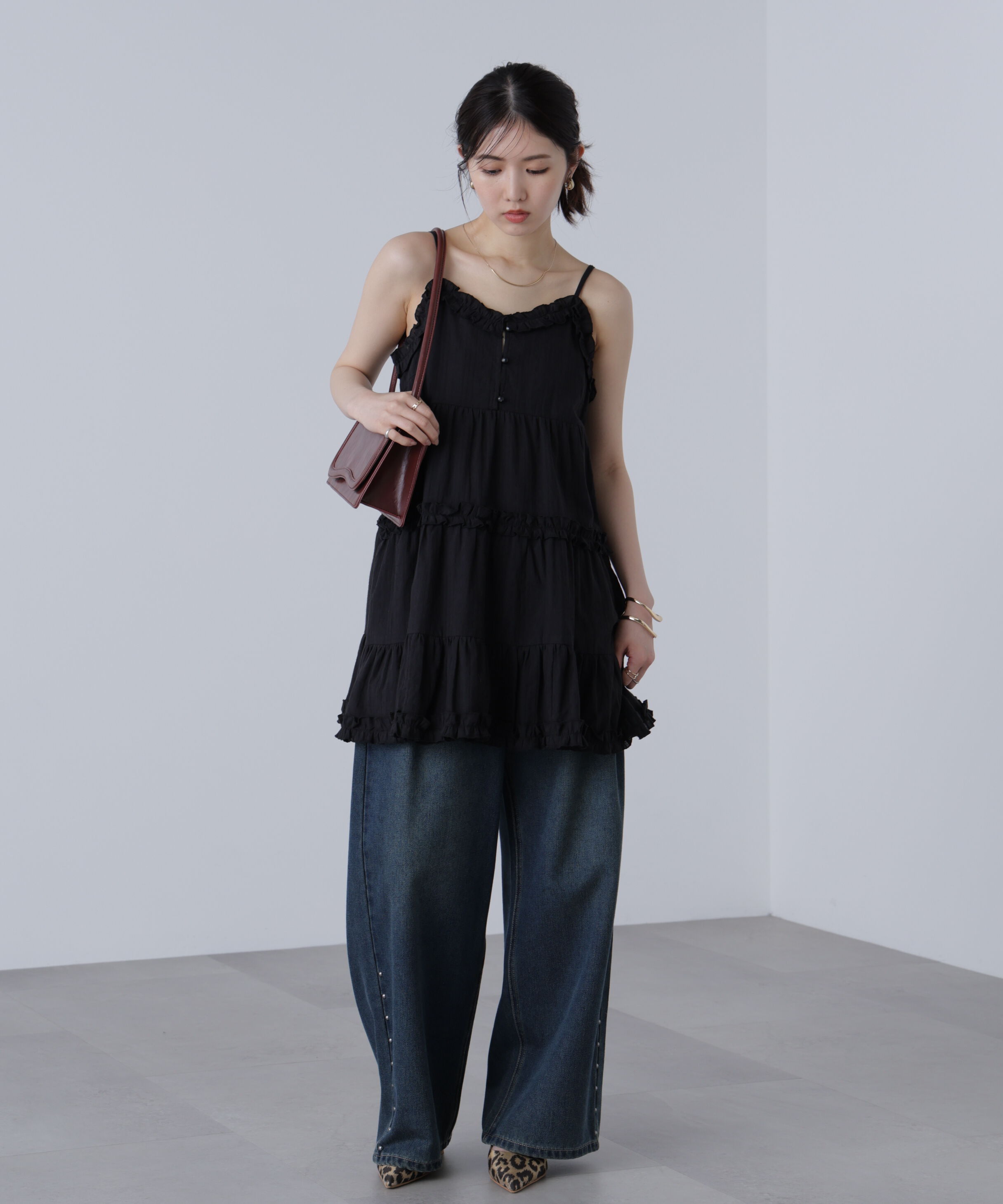  「コットンティアードキャミミニワンピース」|ワンピース|