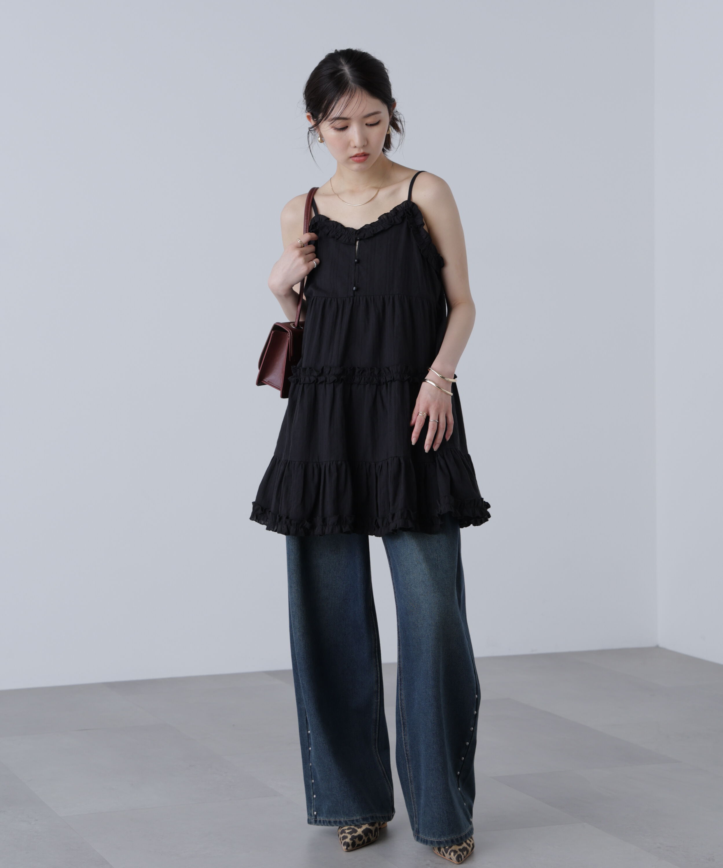  「コットンティアードキャミミニワンピース」|ワンピース|