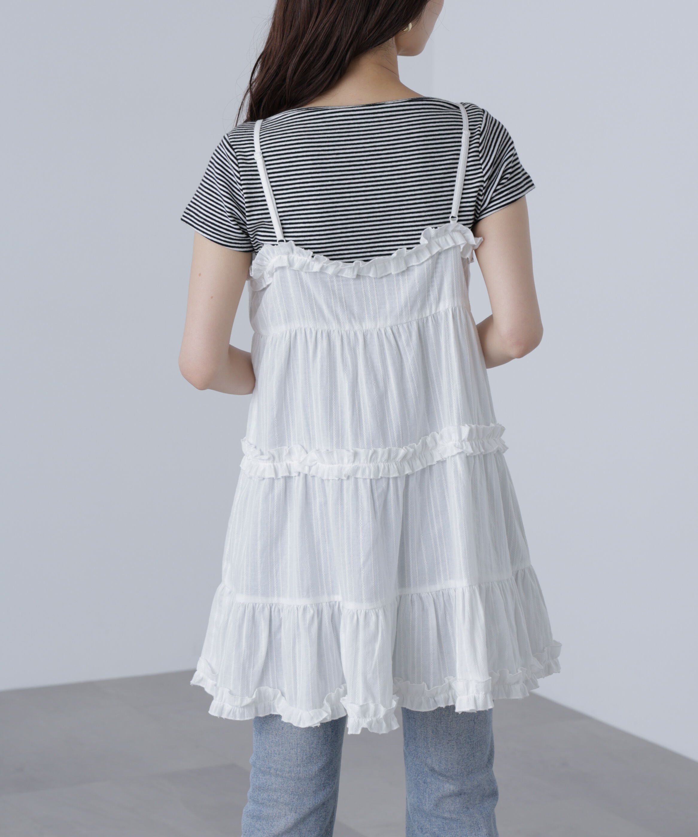  「コットンティアードキャミミニワンピース」|ワンピース|