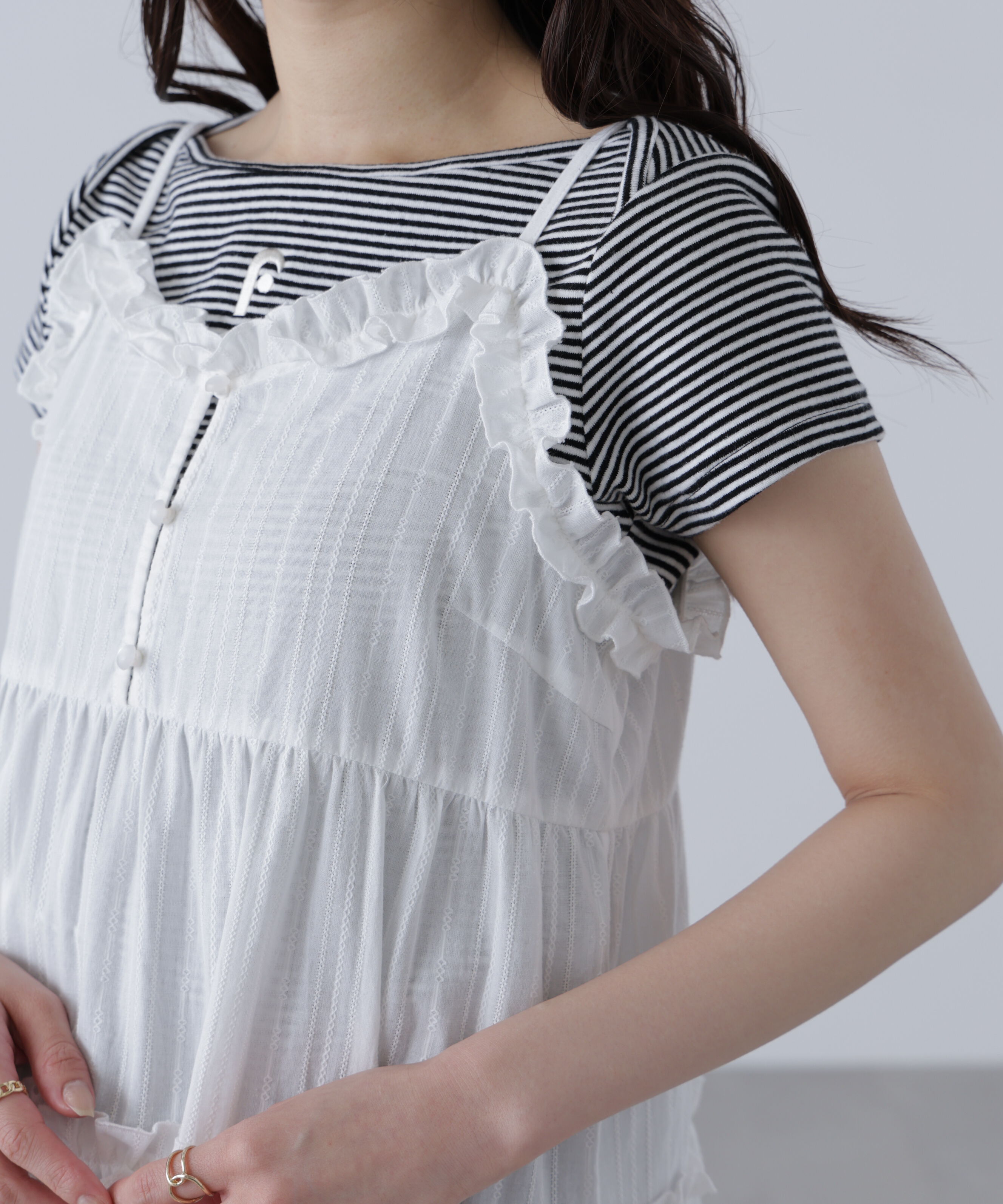  「コットンティアードキャミミニワンピース」|ワンピース|