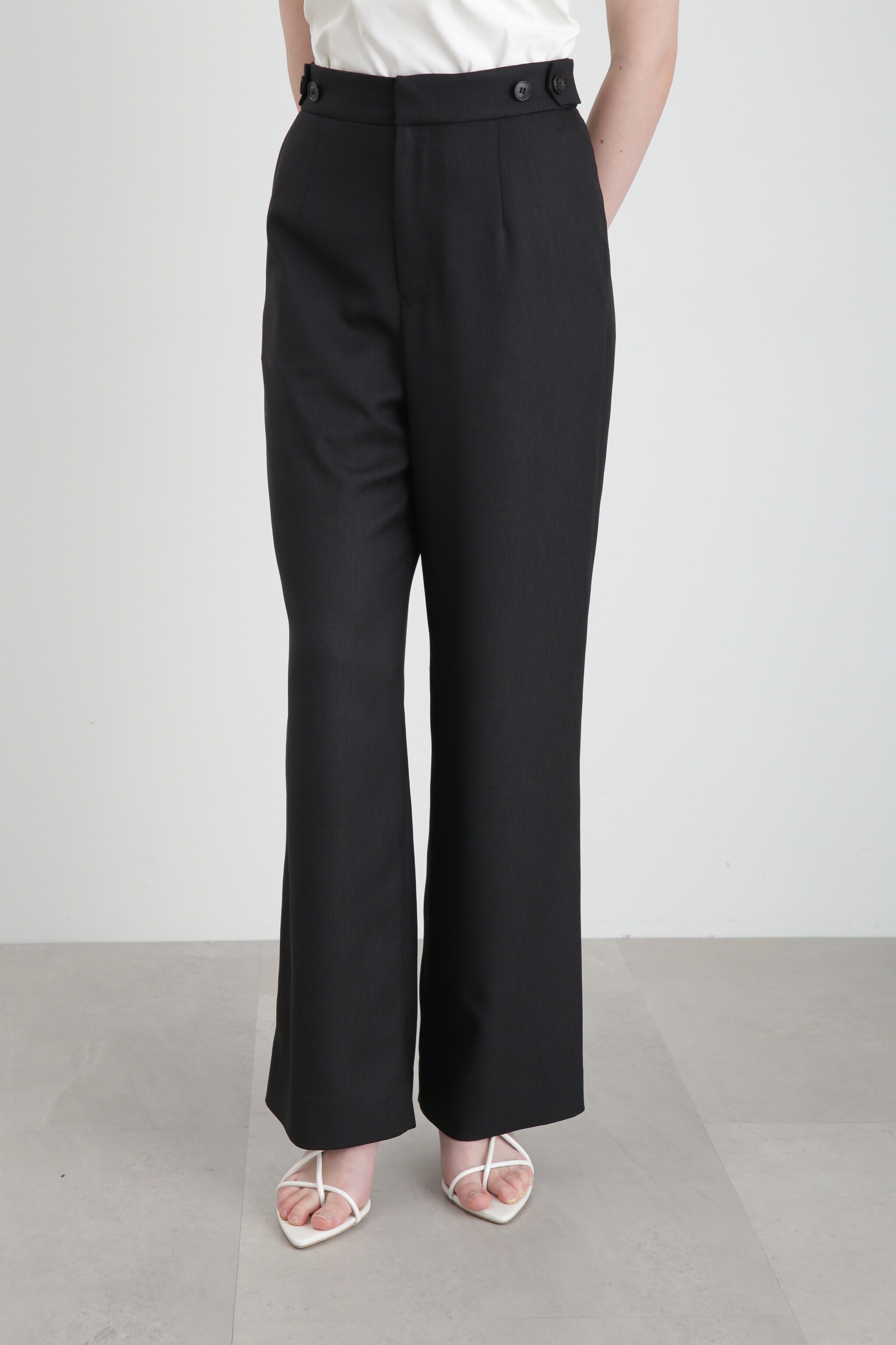  「◆ハイウエストセミワイドパンツ」|その他|ブラック