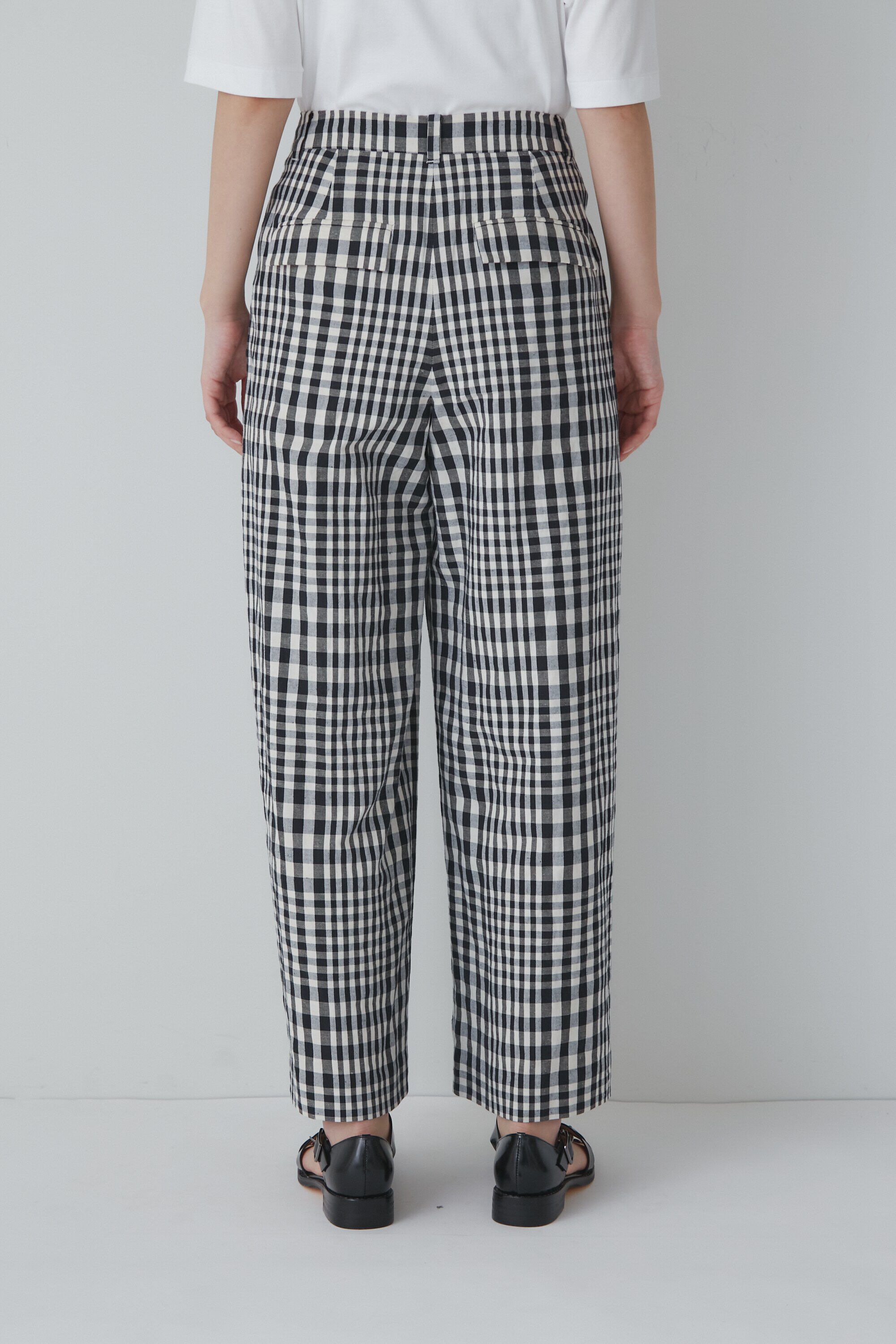  「◆綿麻チェックセミワイドパンツ」|その他|