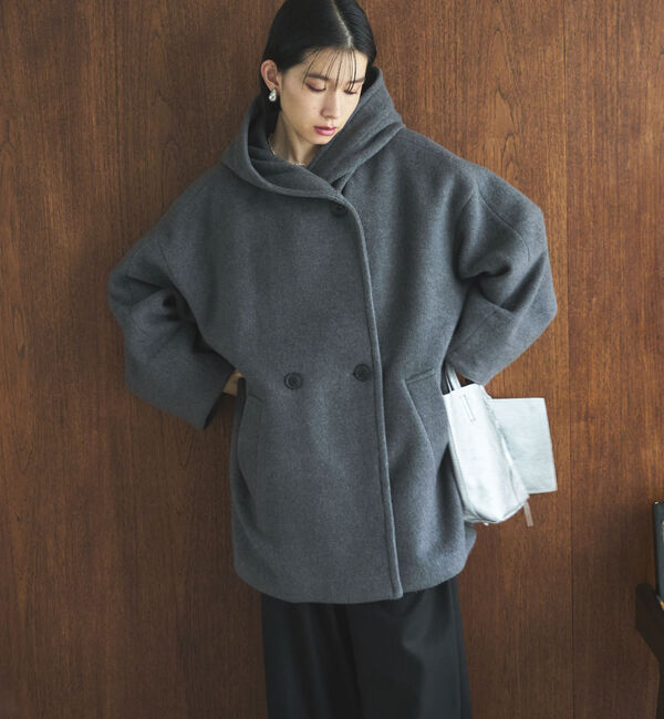 Doux archives「フーディコート」|ダッフルコート|GRAY