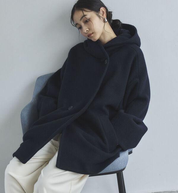 Doux archives「フーディコート」|ダッフルコート|NAVY