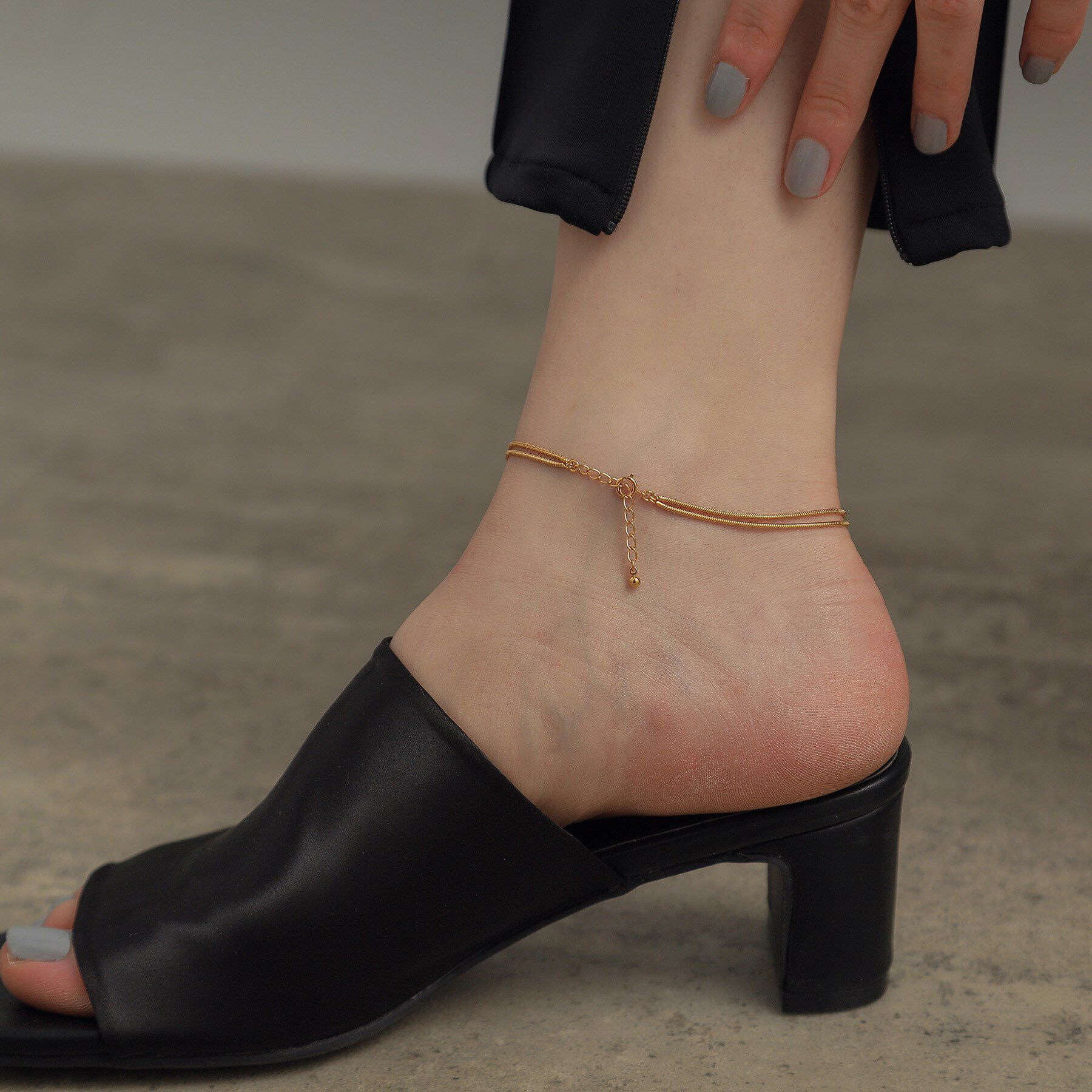 COCOSHNIK ONKITSCH「シルバー スネークチェーン ダブルアンクレット GP」|アンクレット|