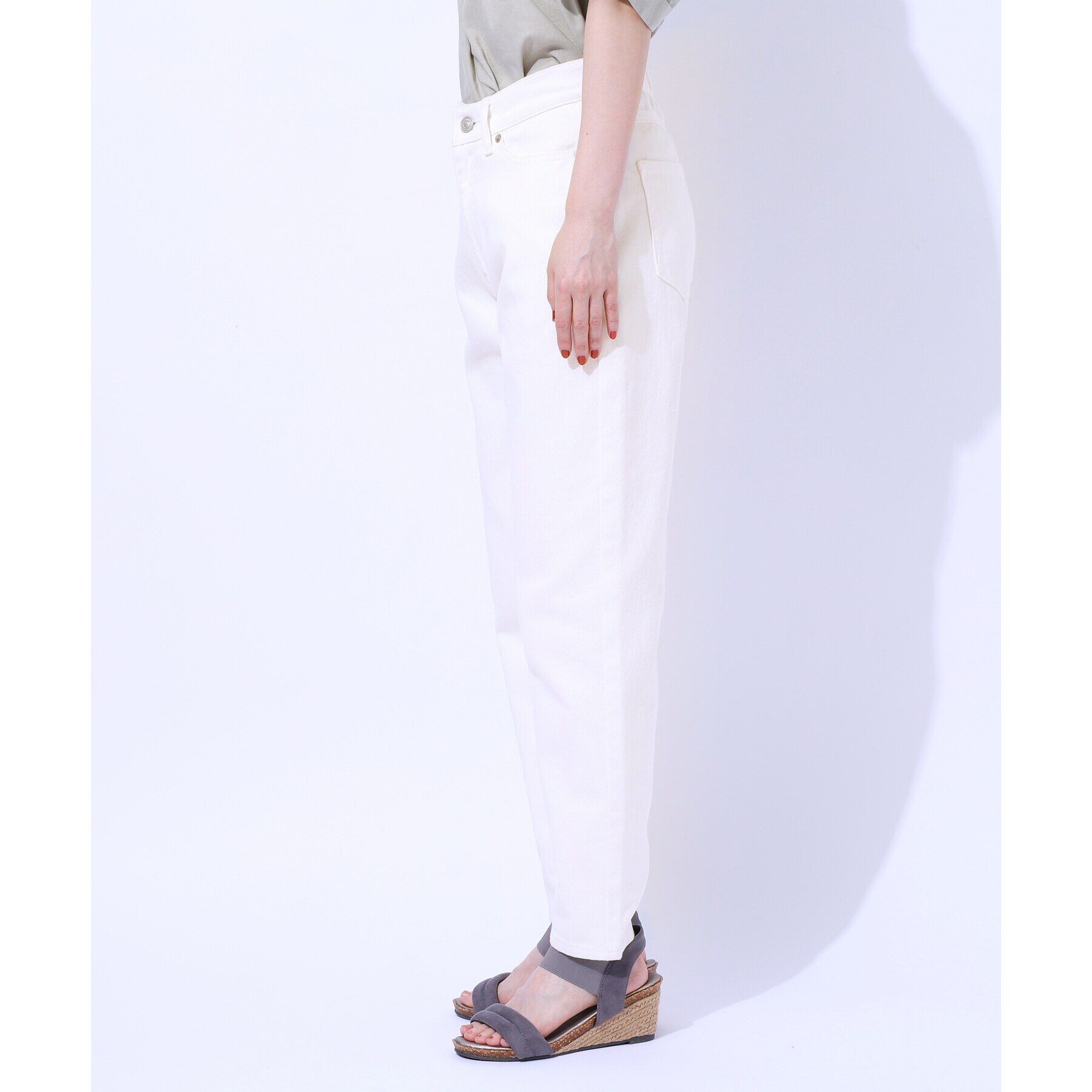 SHOO･LA･RUE「【SS-3L/美脚シルエット】いつでも頼れる デニムテーパードパンツ」|デニム|