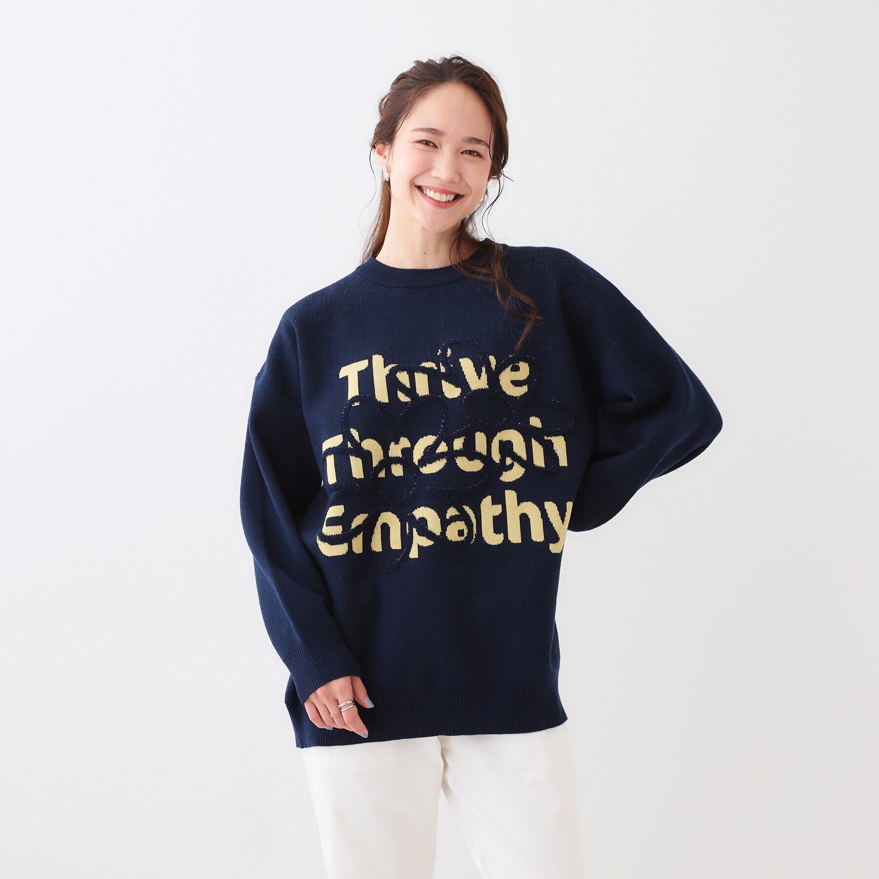 SHOO･LA･RUE「お花&times;ロゴ ゆるシルエットニット」|ニット・セーター|