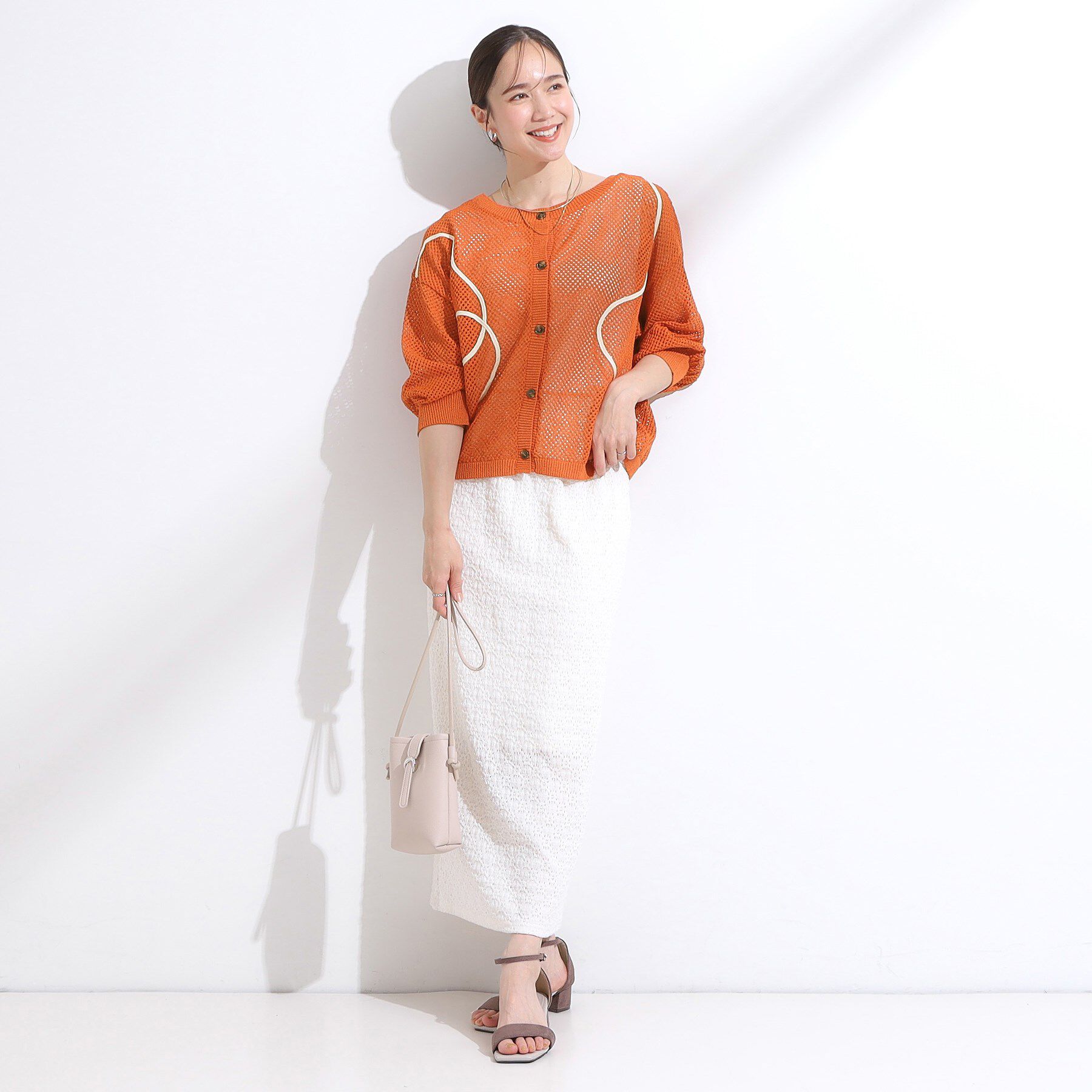 SHOO･LA･RUE「【前後2WAY/S-LL】にょろにょろ刺繍メッシュカーディガン」|カーディガン|