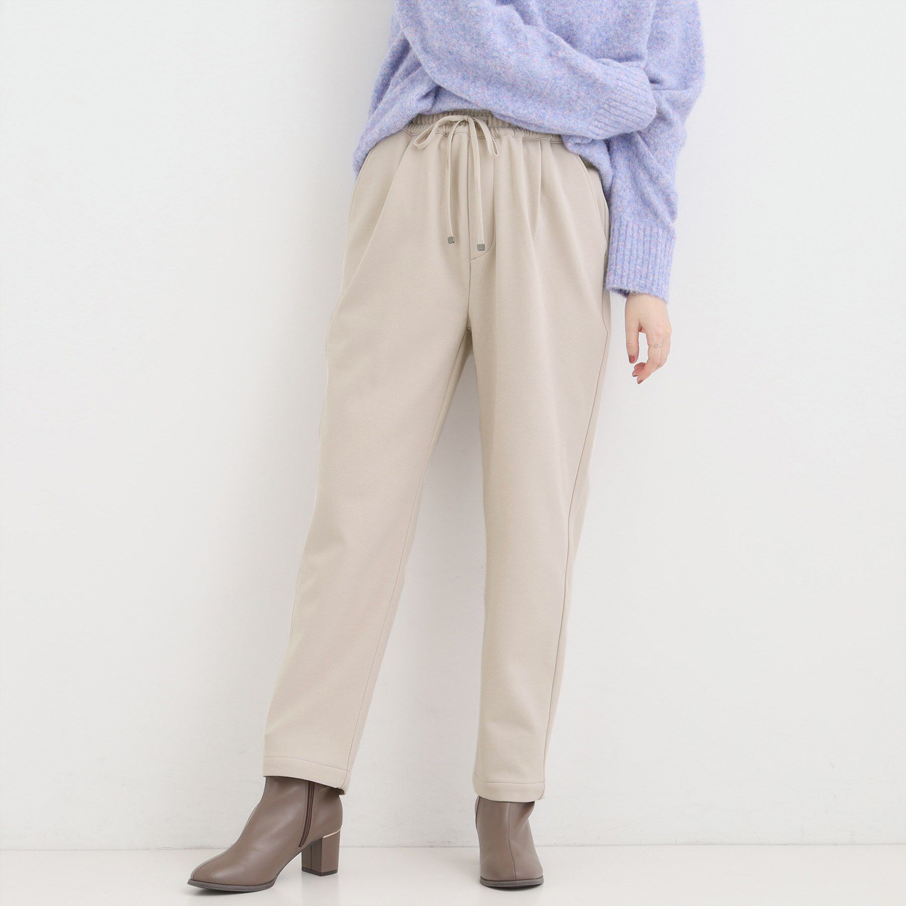 SHOO･LA･RUE「【S-LL/股上深め】裏起毛スマートイージーパンツ」|その他|グレー(012)