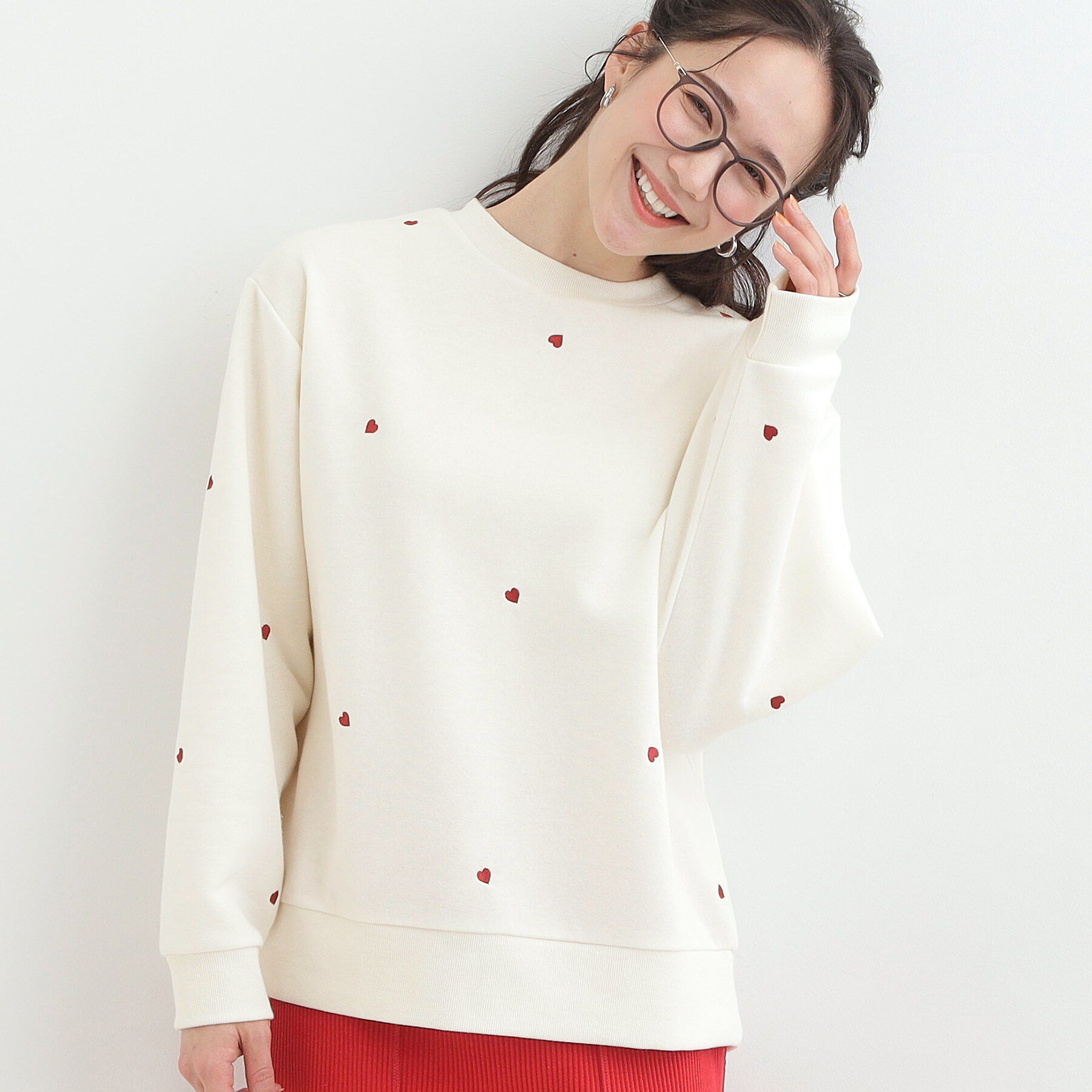 SHOO･LA･RUE「【洗濯機可】小さめ刺繍で大人見え アソート裏起毛スウェット」|パーカー|オフホワイト(103