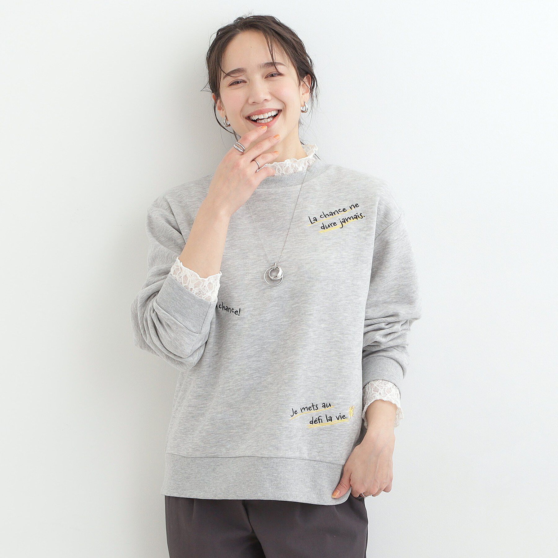 SHOO･LA･RUE「【洗濯機可】小さめ刺繍で大人見え アソート裏起毛スウェット」|パーカー|