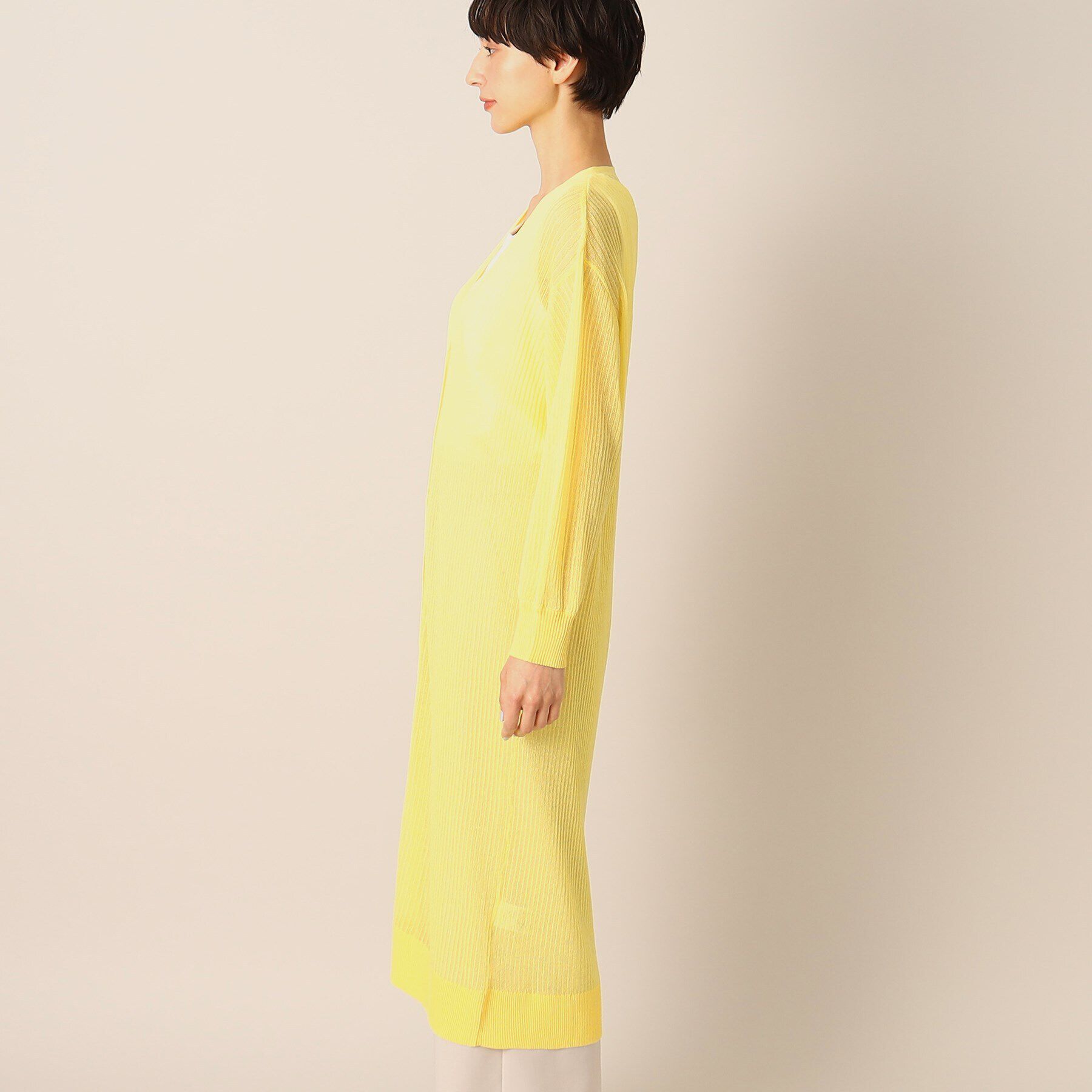 Dessin「【洗える】リネンブレンドリブロングカーディガン」|カーディガン|