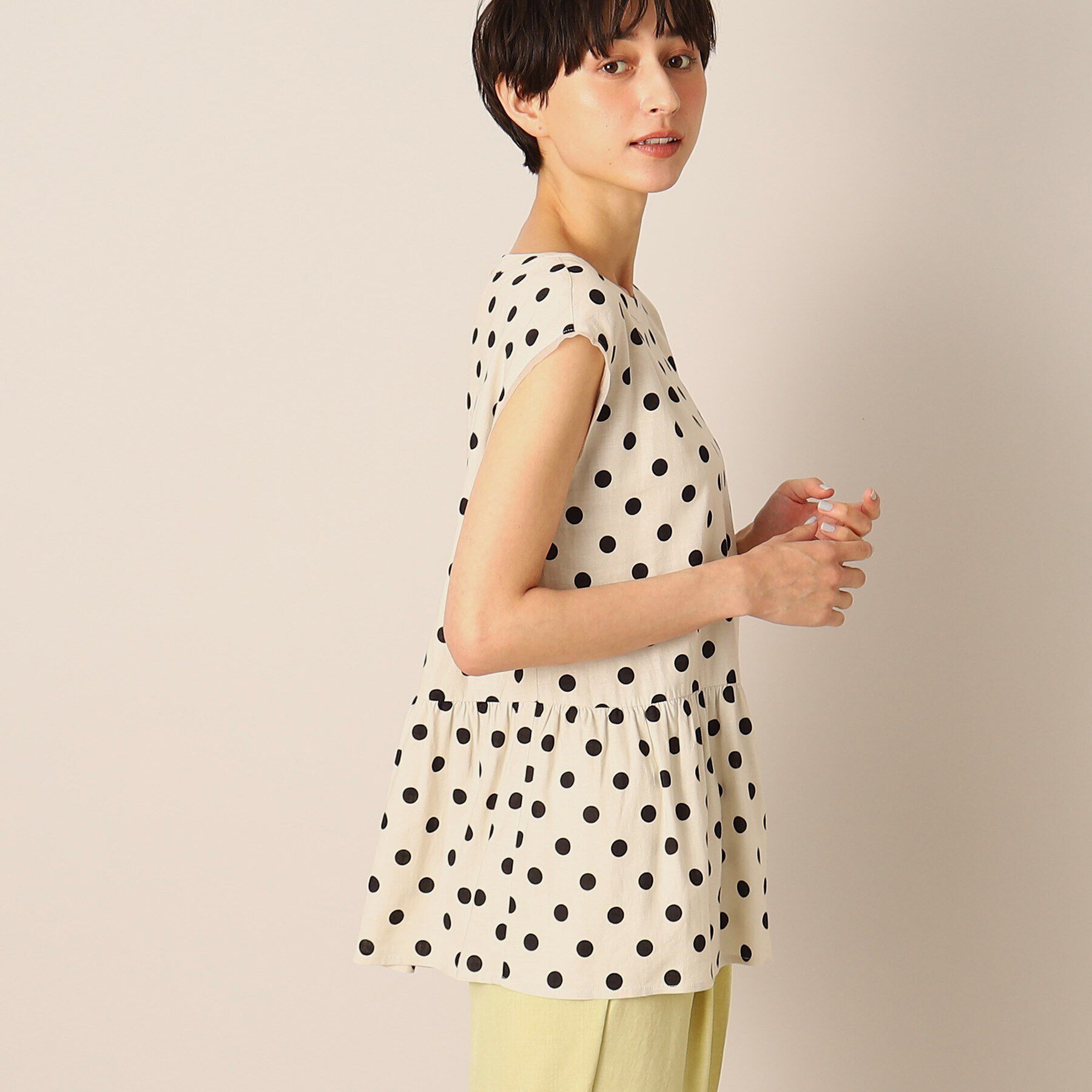 Dessin「【洗える】ドットペプラムブラウス（S～L）」|シャツ・ブラウス|