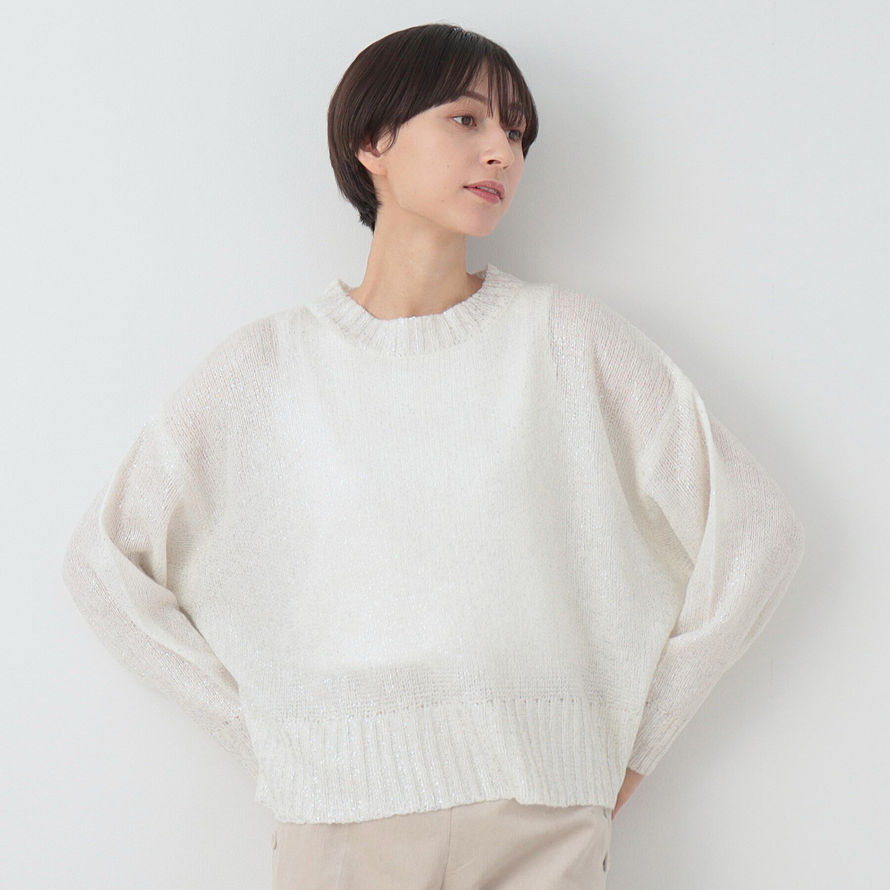 Dessin「箔プリントニット」|ニット・セーター|ホワイト(001)