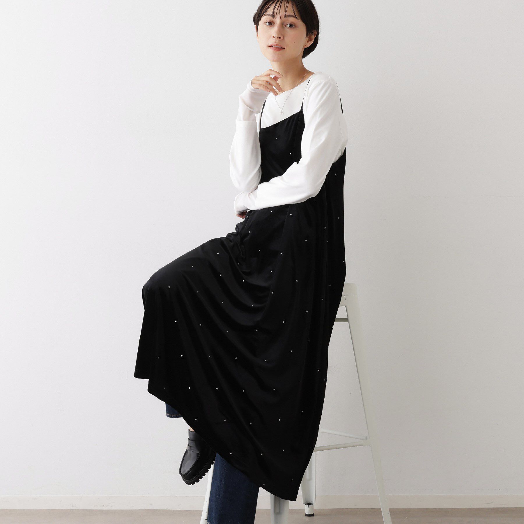 Dessin「【前後2WAY/洗える】ベロアワンピース」|ワンピース|ブラック(119)