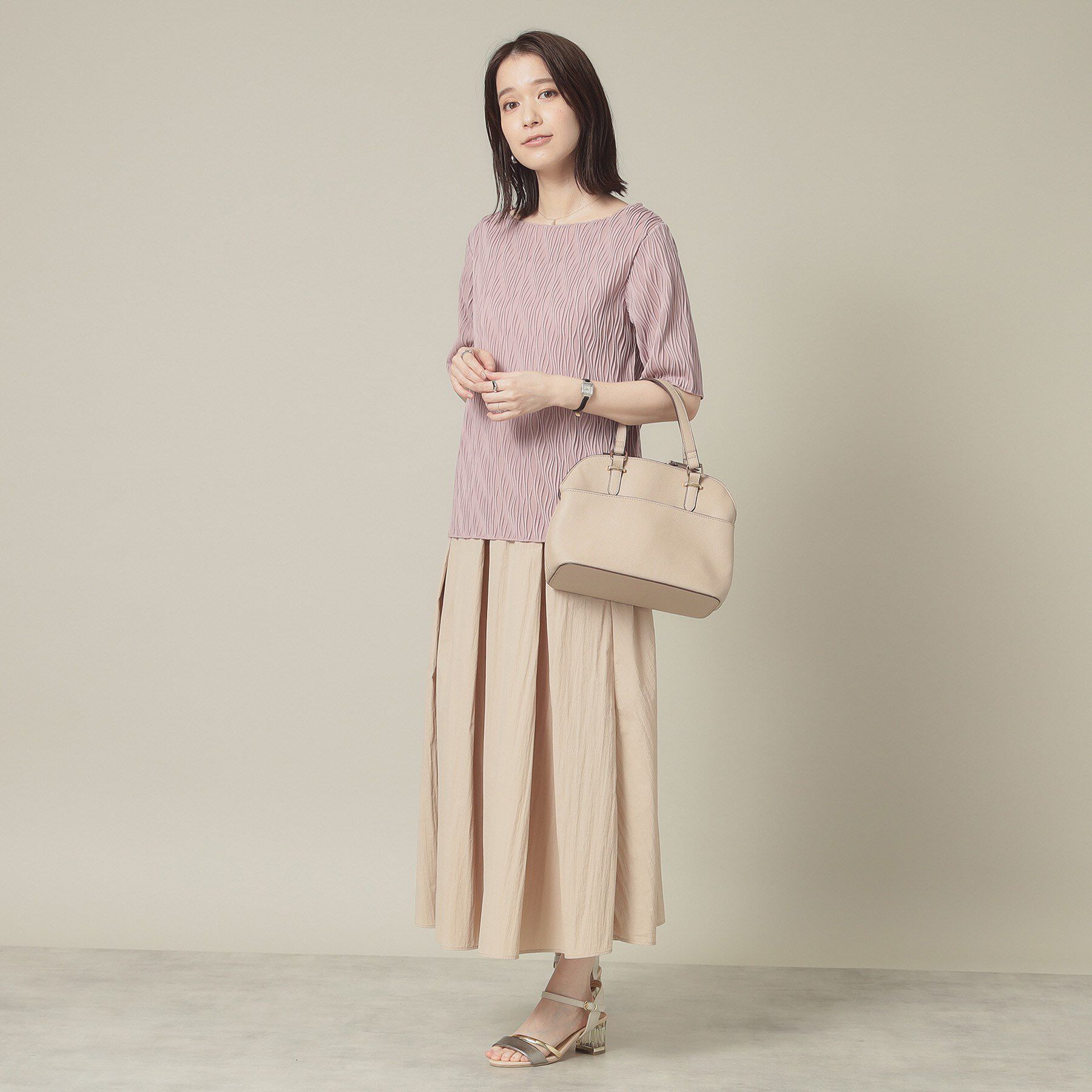 ITS&rsquo;DEMO「【洗濯機OK】ジャカード5分袖プルオーバー」|Tシャツ・カットソー|